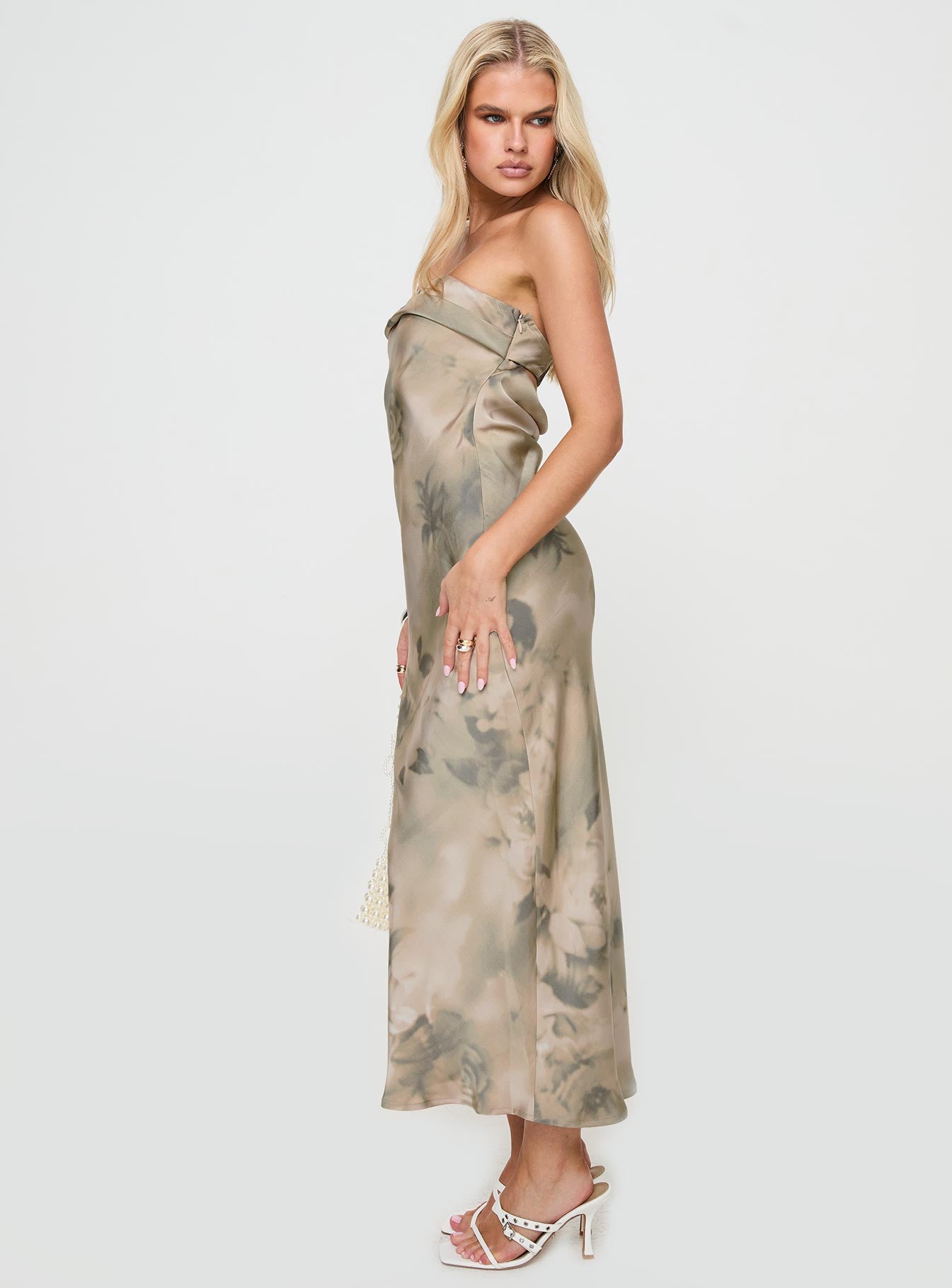 Voices Strapless Maxi Dress Cream Floral - Image 4