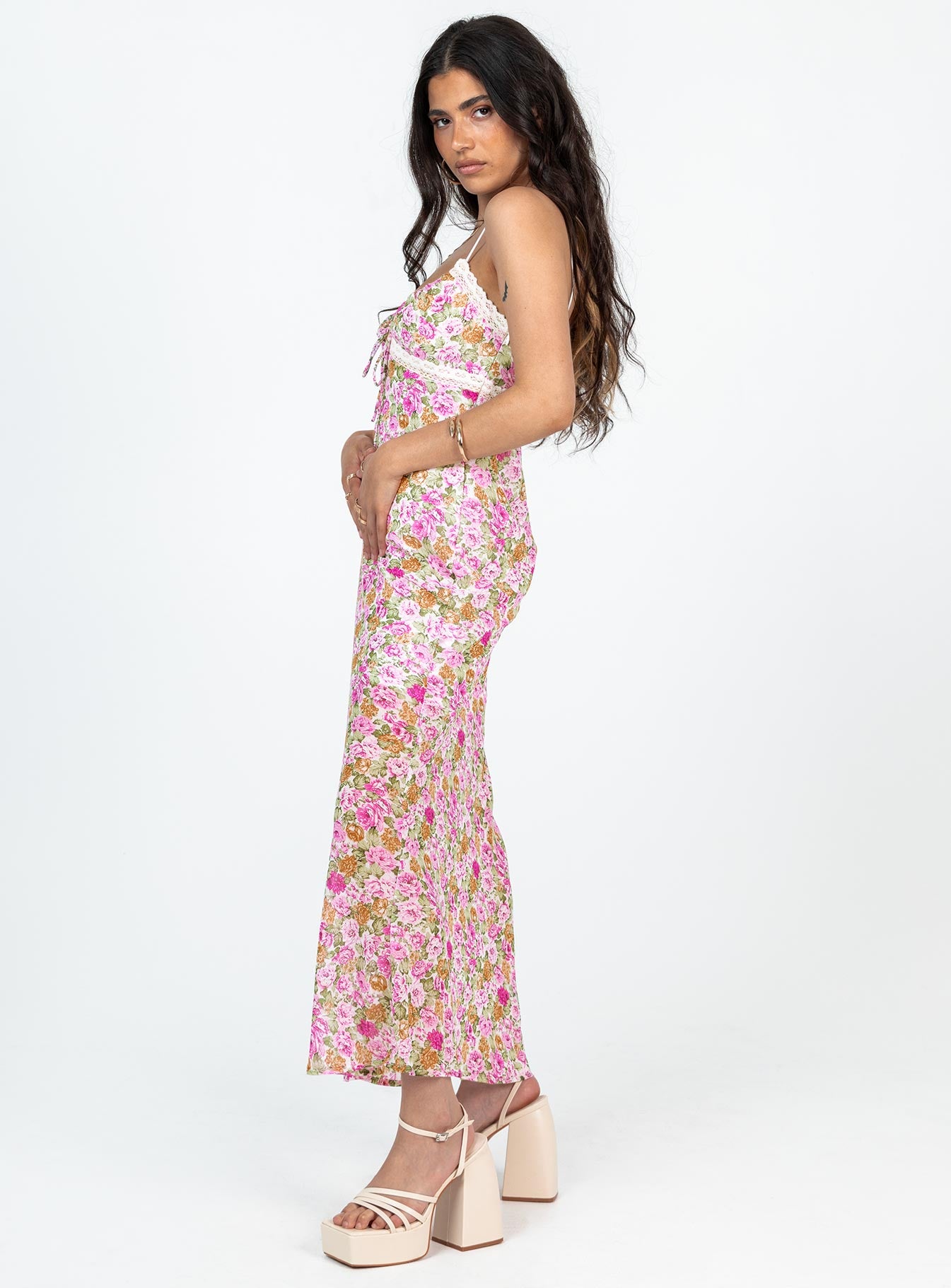 Emily Maxi Dress Pink Floral Petite - Image 4