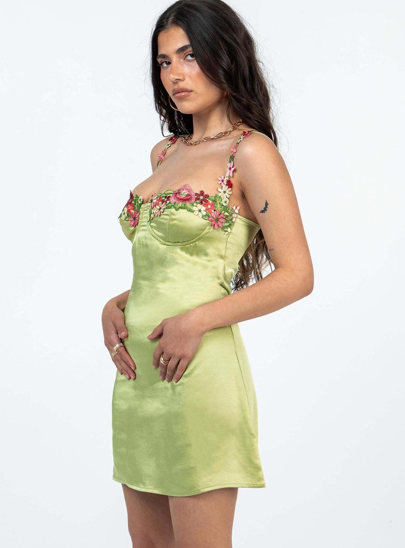 Kenzie Mini Dress Green Petite - Image 4