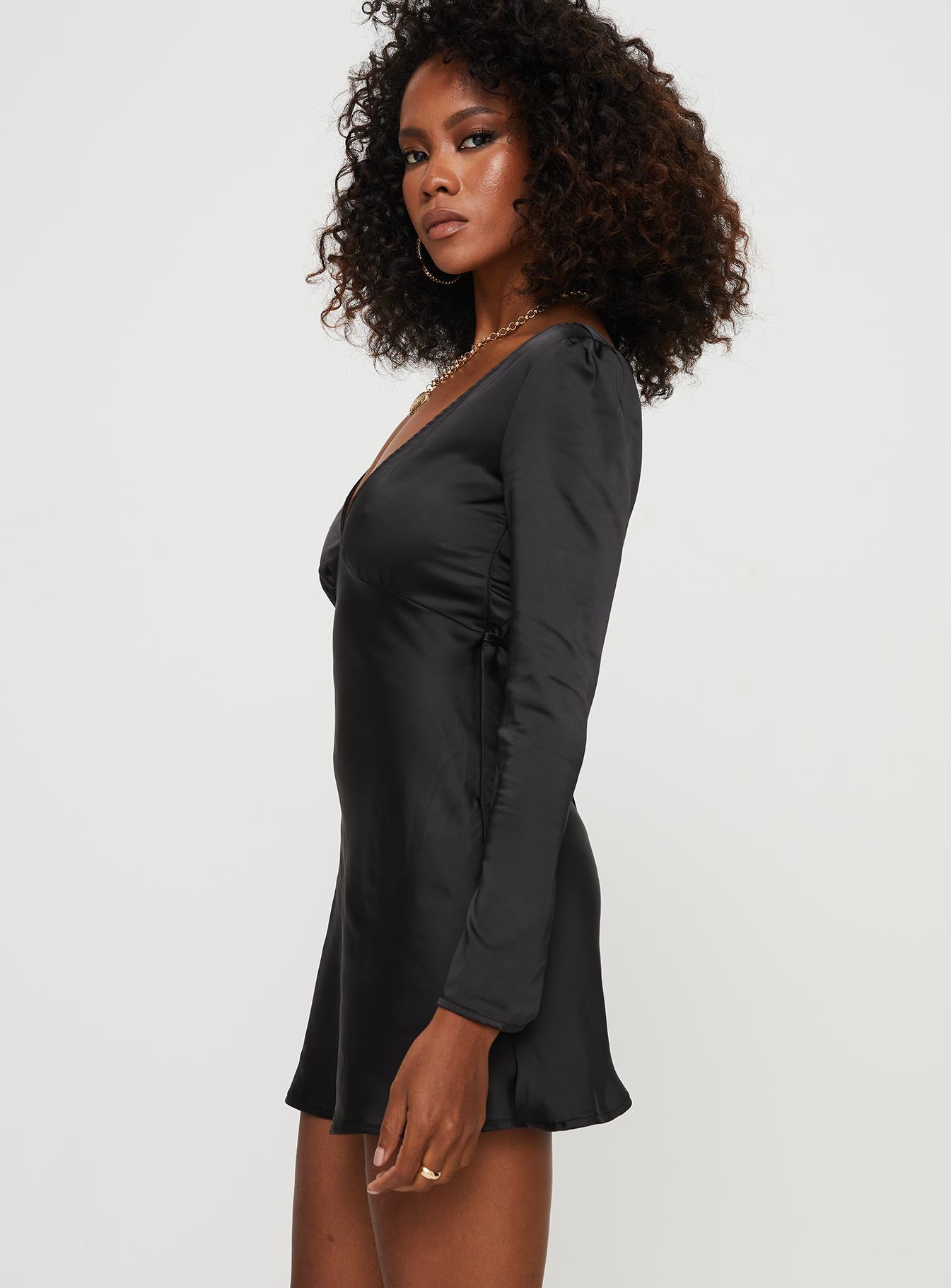 Nellie Long Sleeve Mini Dress Black - Image 4