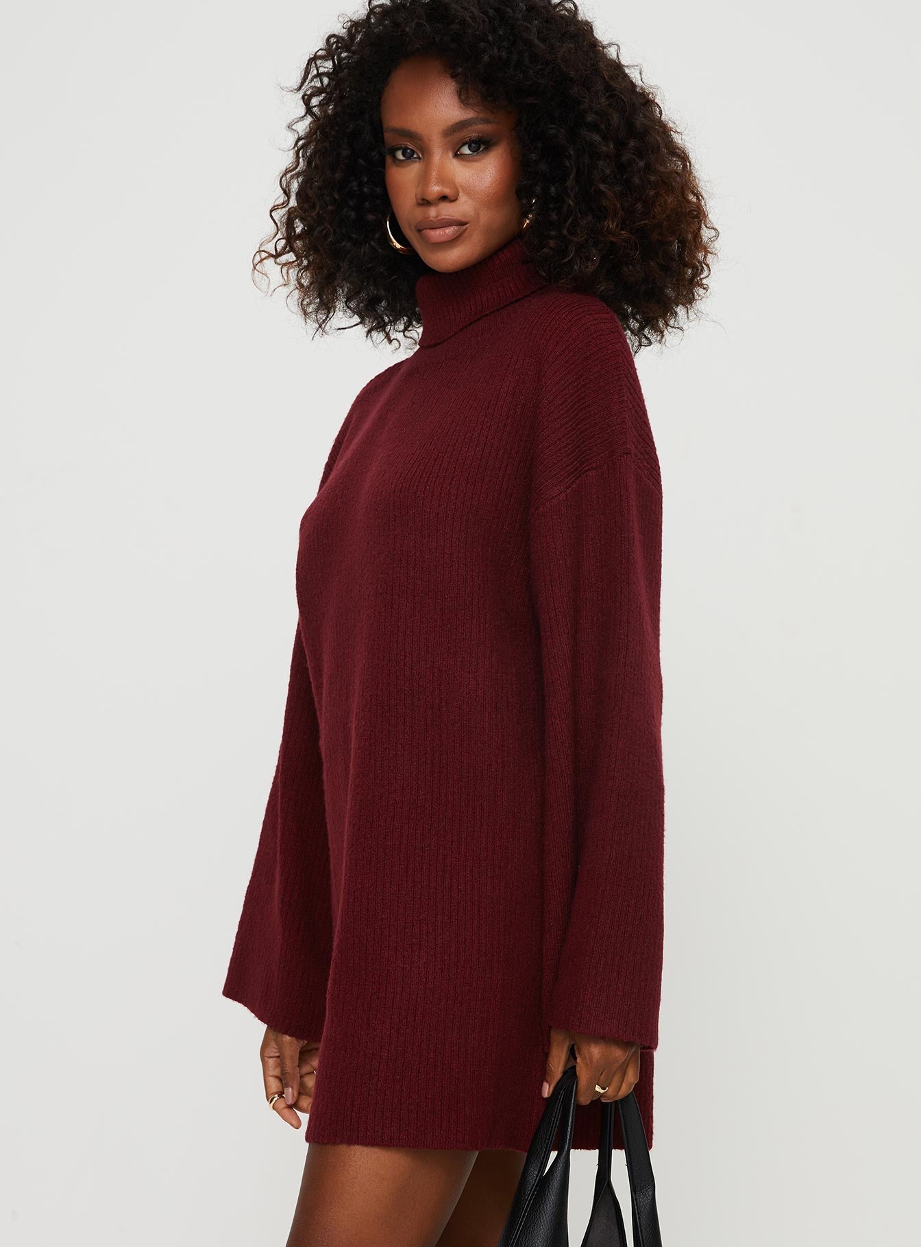 Sonelle Knit Mini Dress Burgundy - Image 4