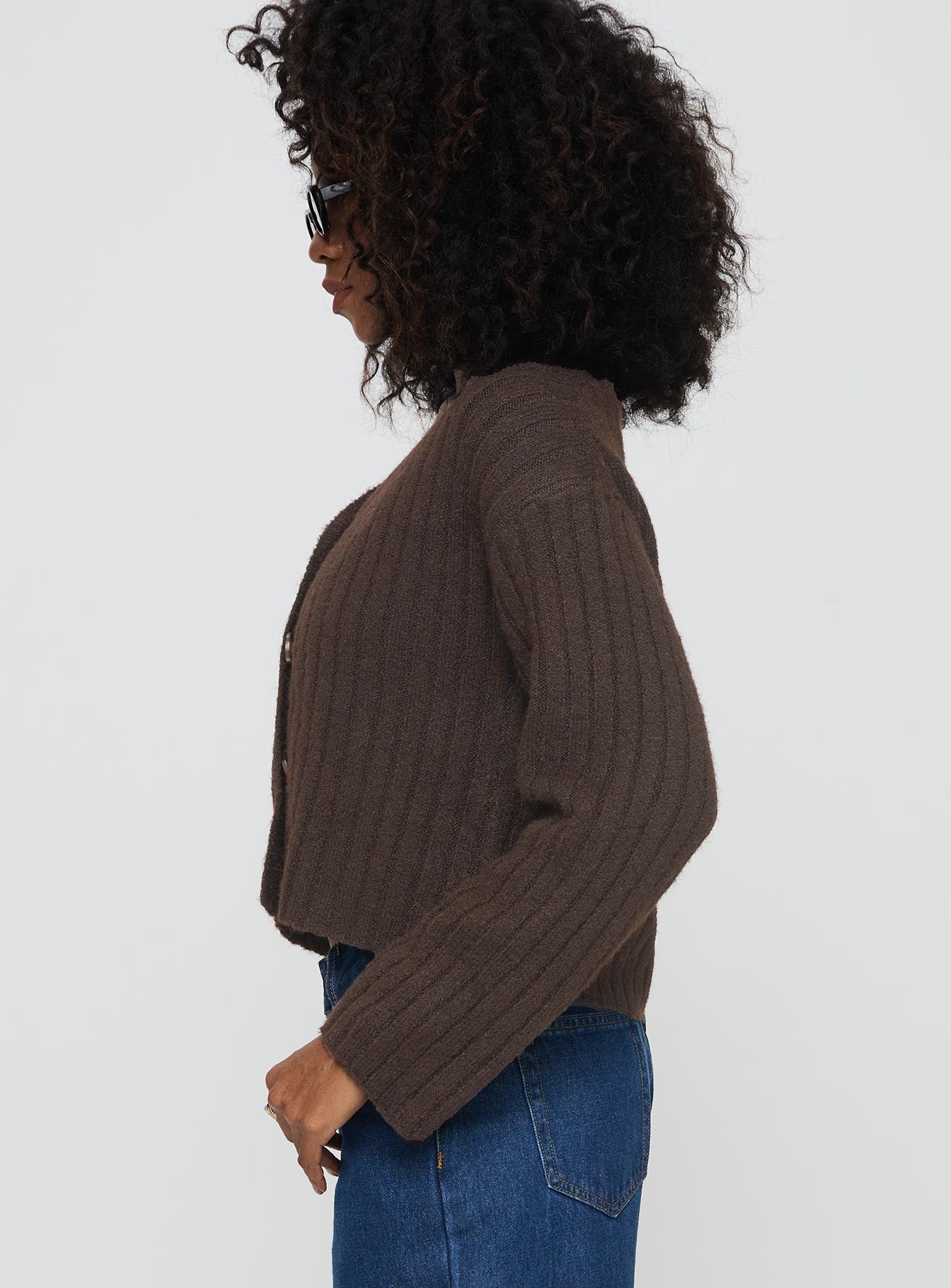 Romona Knit Cardigan Chocolate - Image 4
