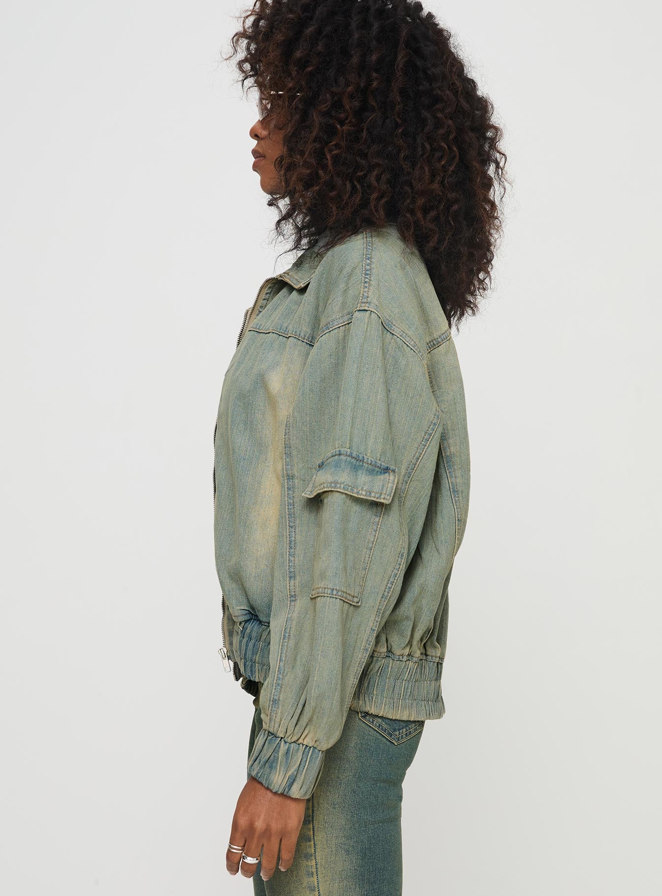 Korbin Denim Bomber Jacket Antique Wash - Image 4