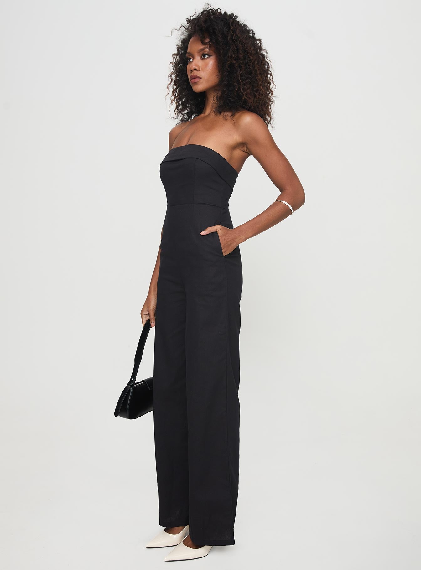 Luster Strapless Jumpsuit Black - Image 4