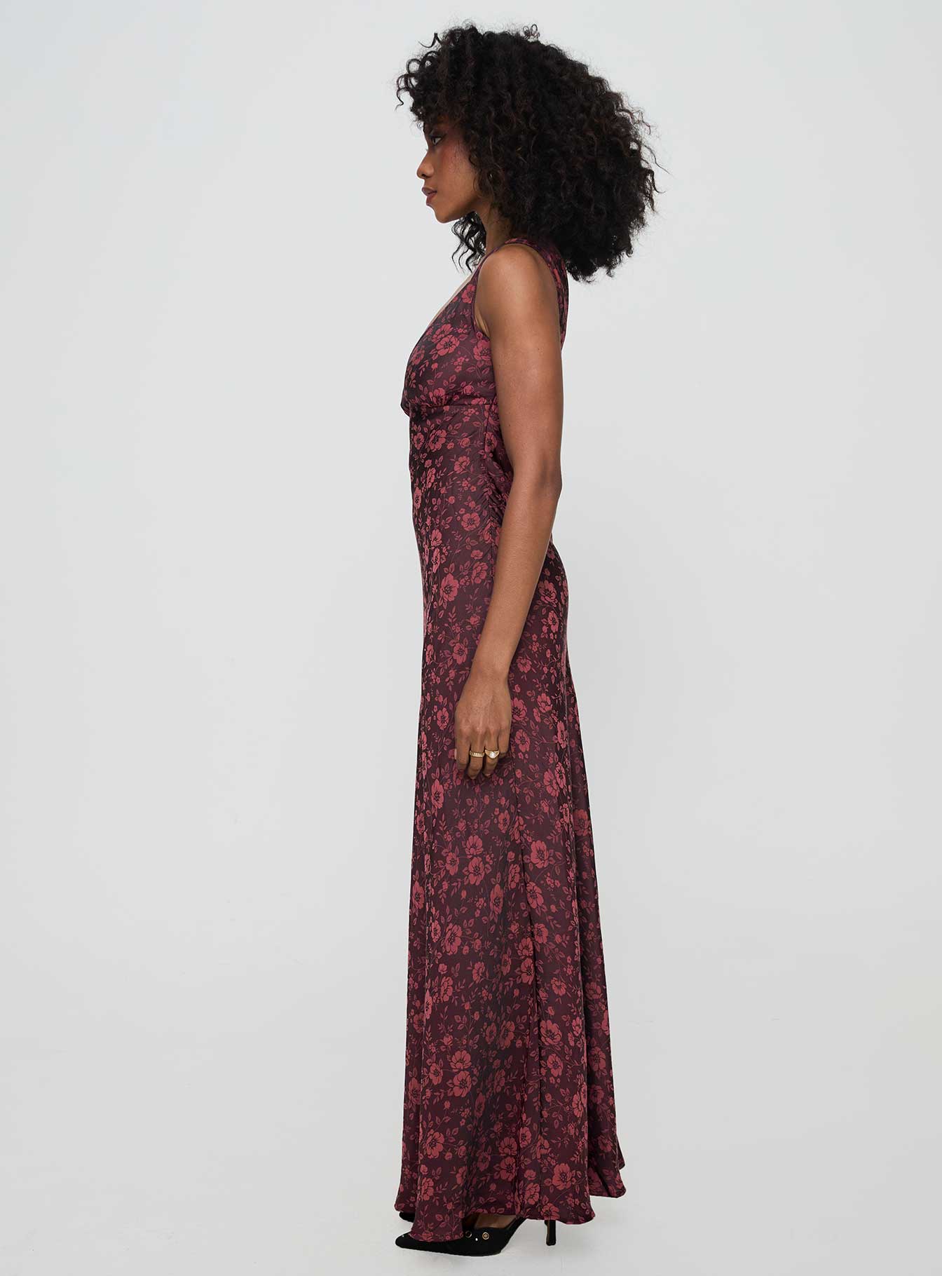 Nell Jacquard Maxi Dress Burgundy - Image 4