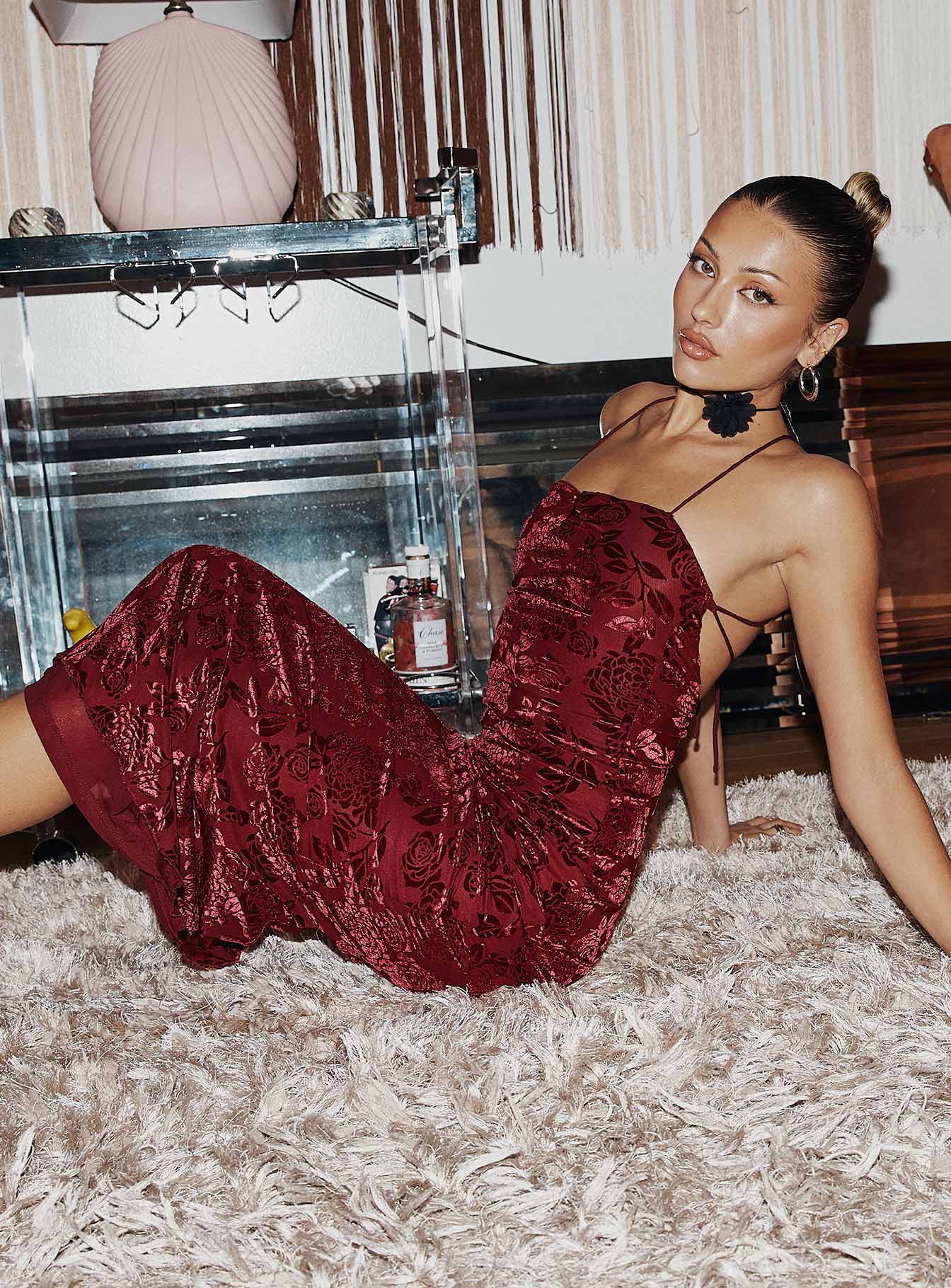 Zotta Maxi Dress Burgundy - Image 3