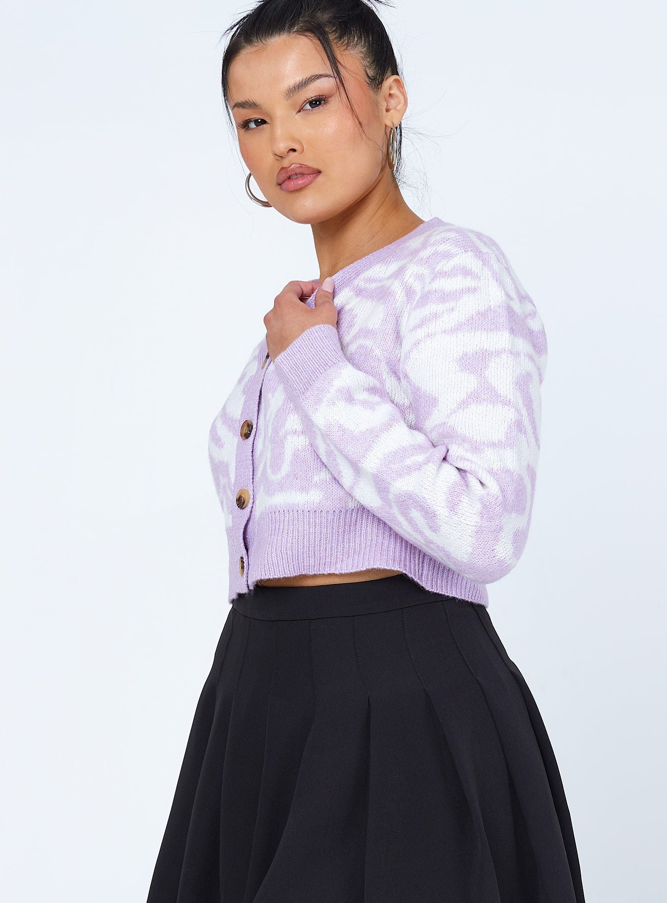 Emeley Cardigan White/Purple - Image 2