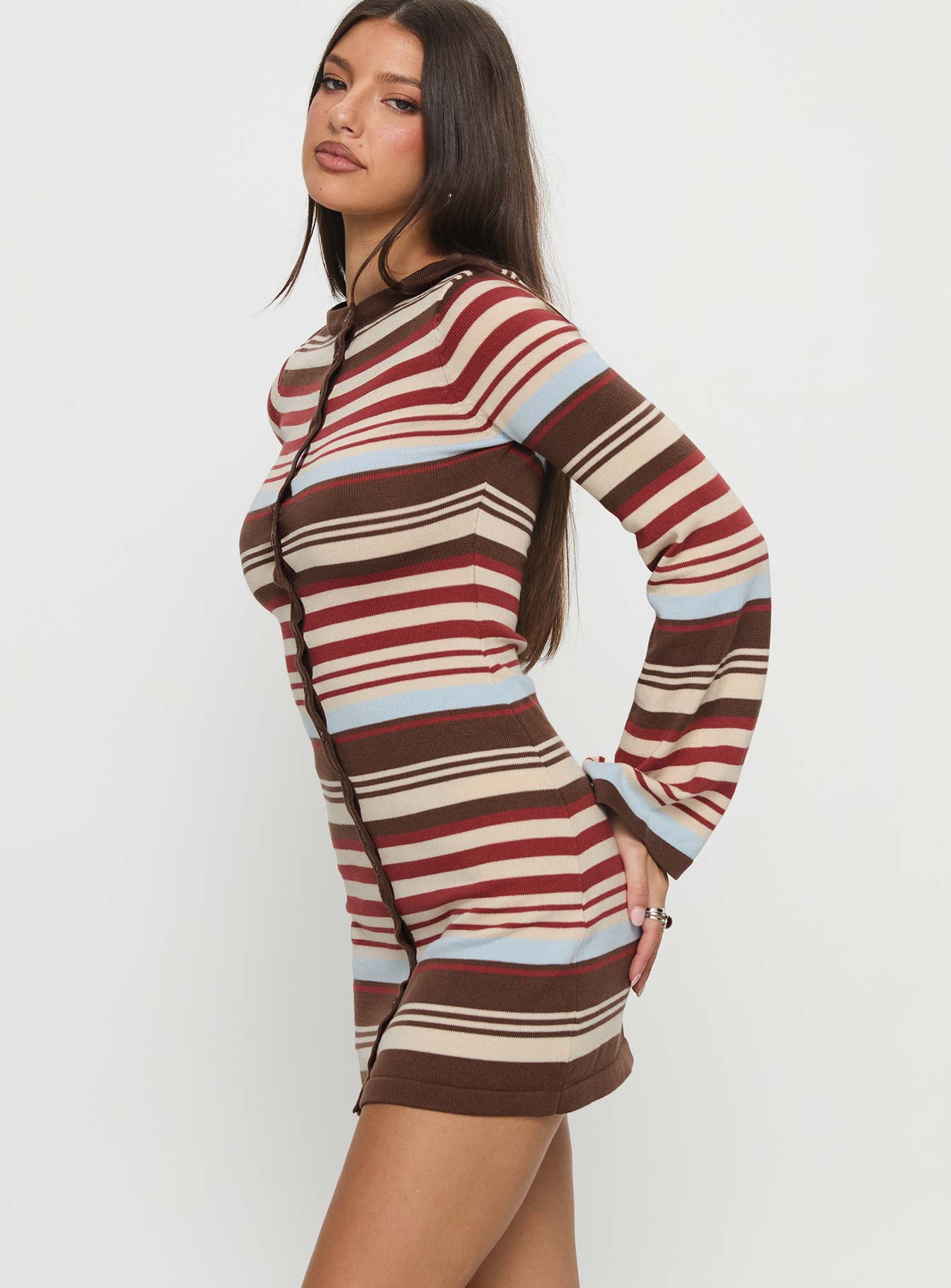Norelai Long Sleeve Knit Mini Dress Multi Stripe - Image 4