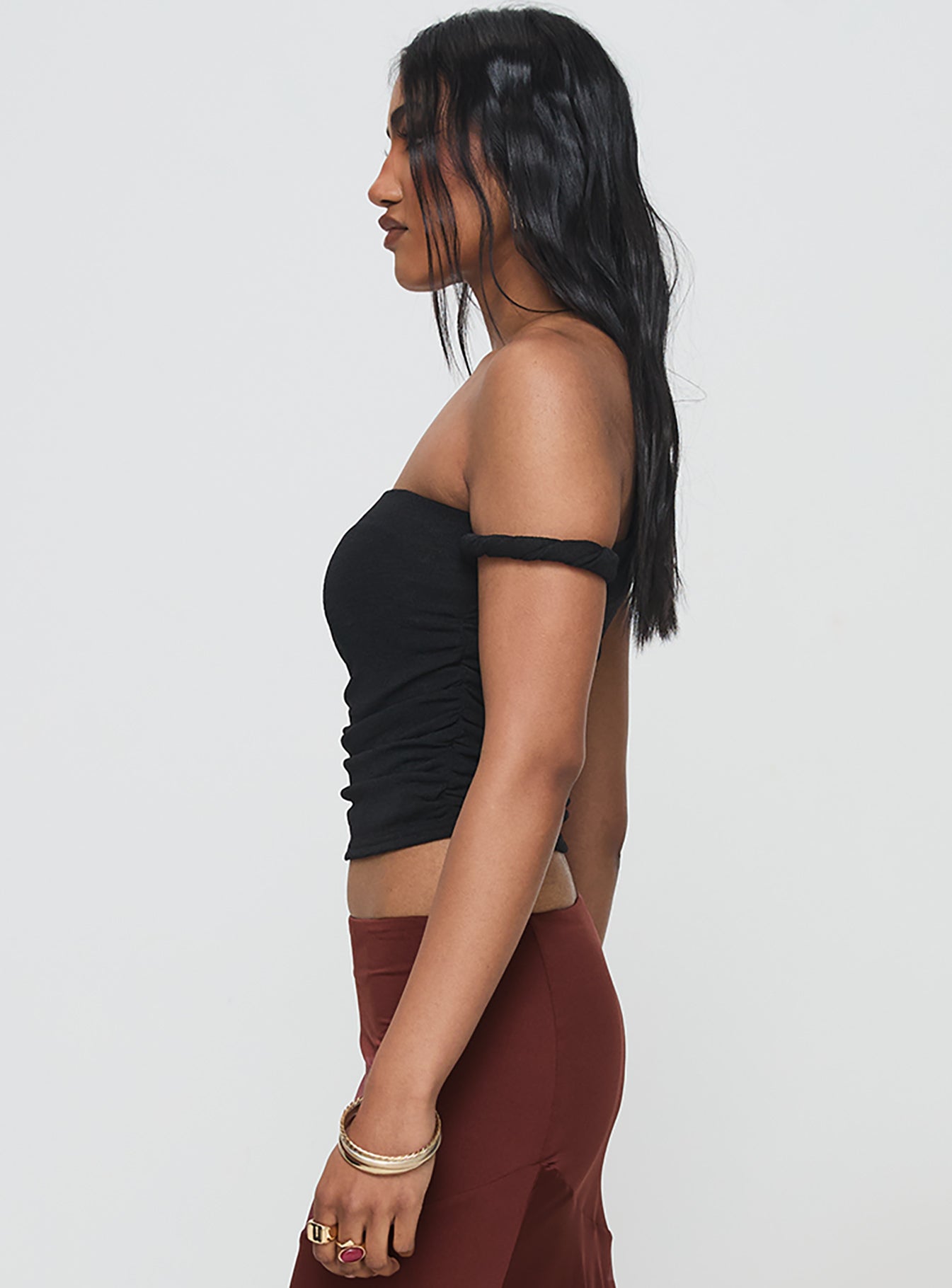Messenger One Shoulder Top Black - Image 4