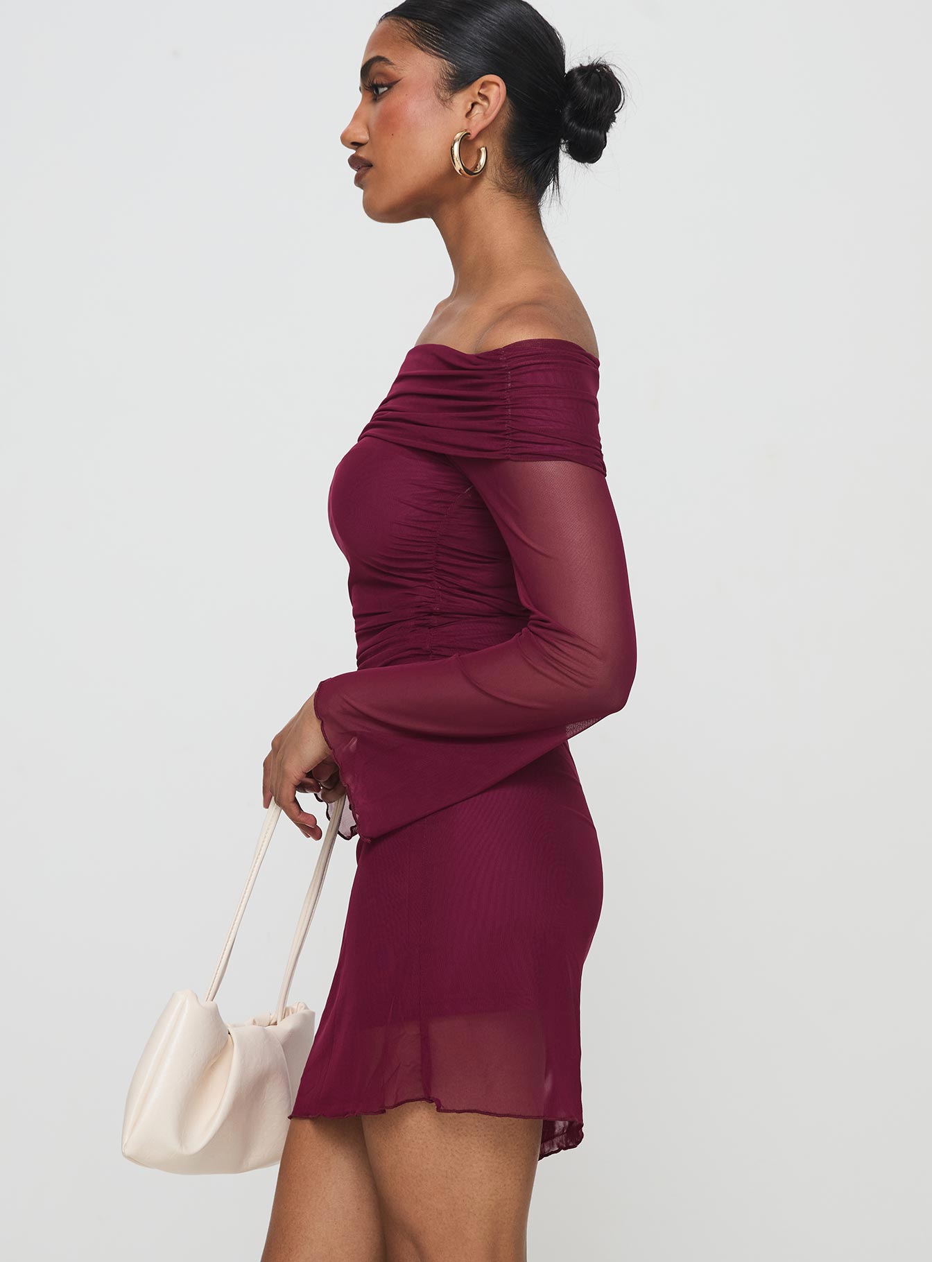 Consideration Long Sleeve Mini Dress Burgundy - Image 3