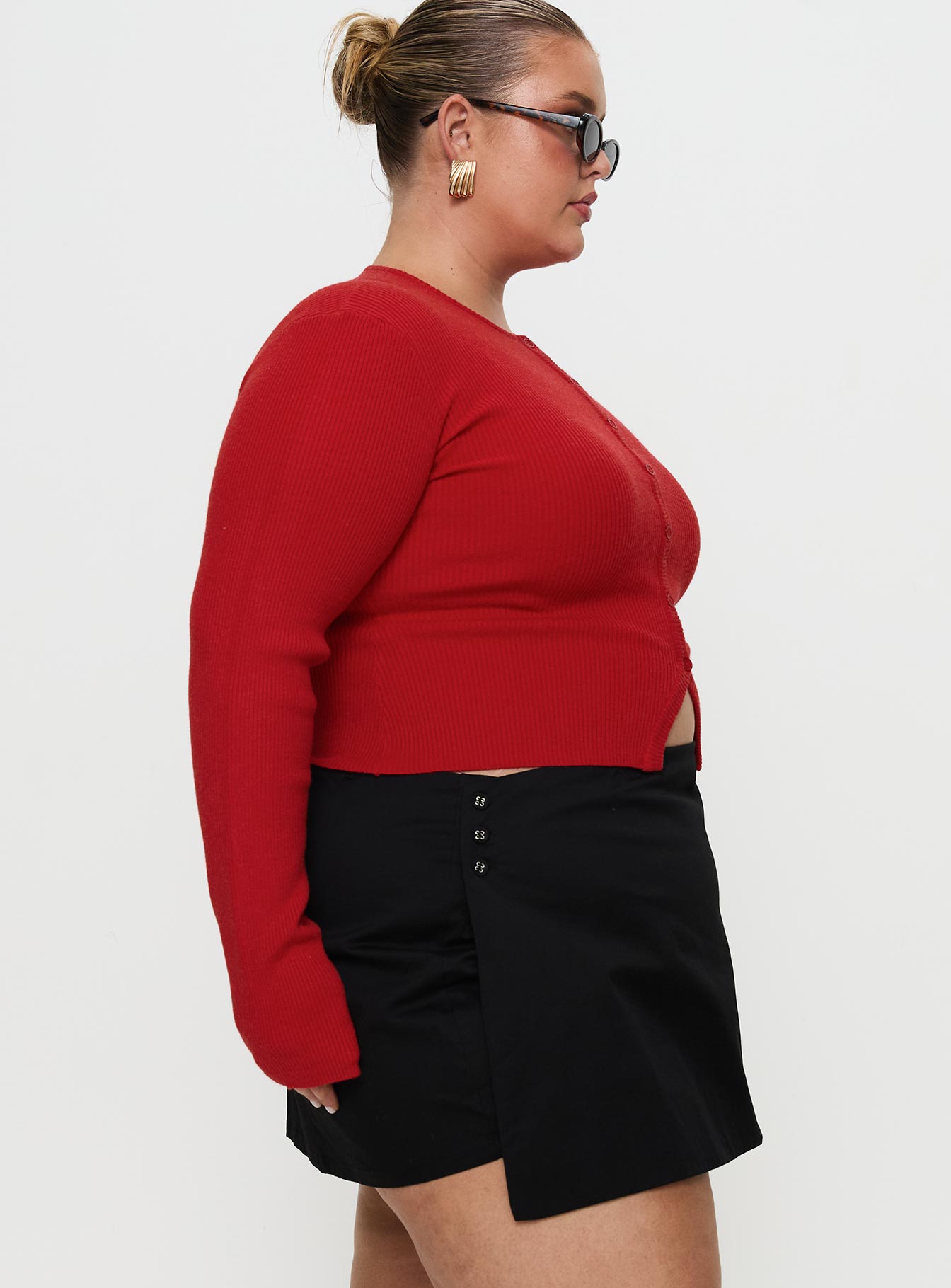 Suzu Long Sleeve Knit Top Red Curve - Image 4