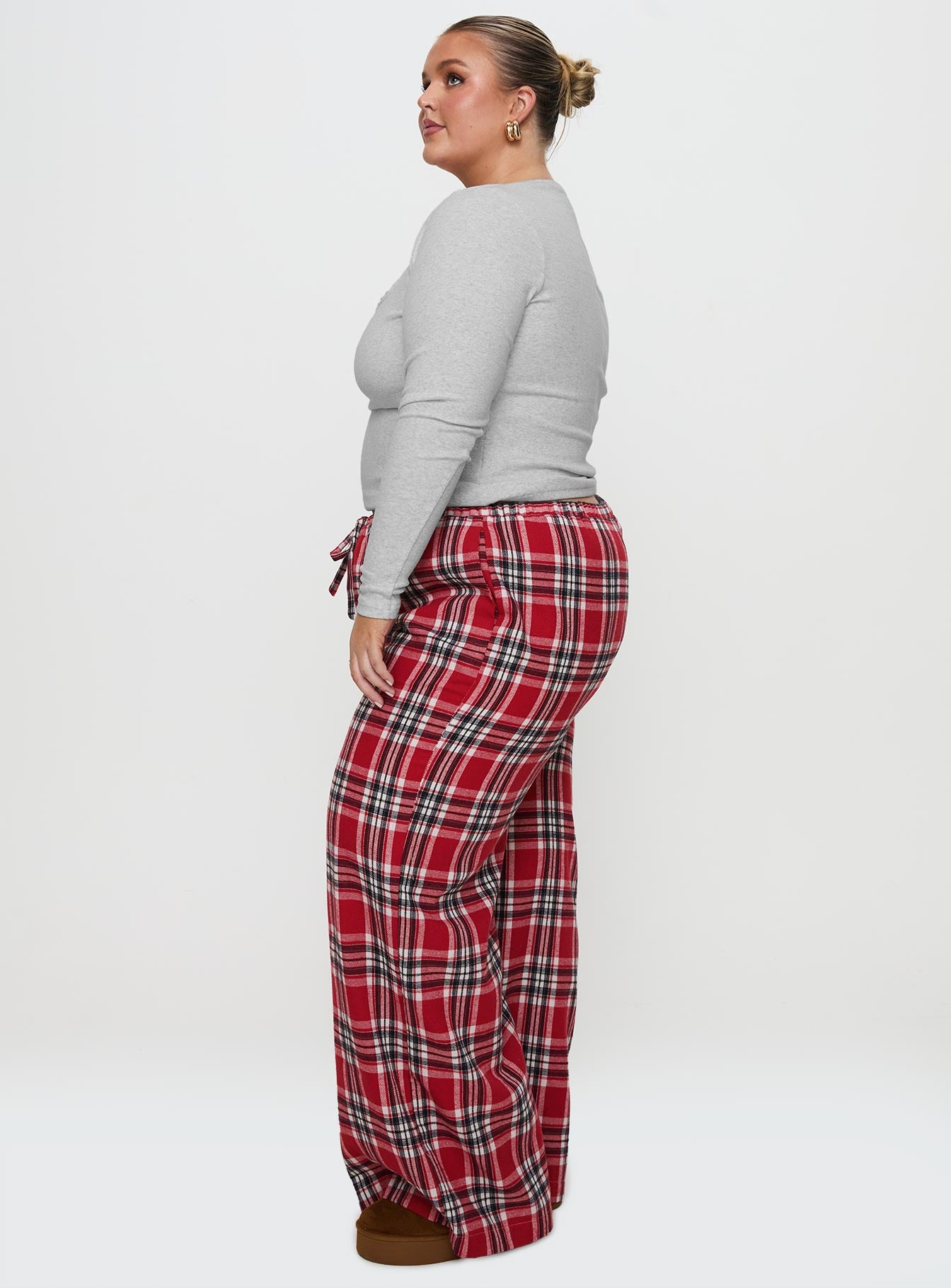 In The Morning Sleep Pant Red Check Curve - Image 4