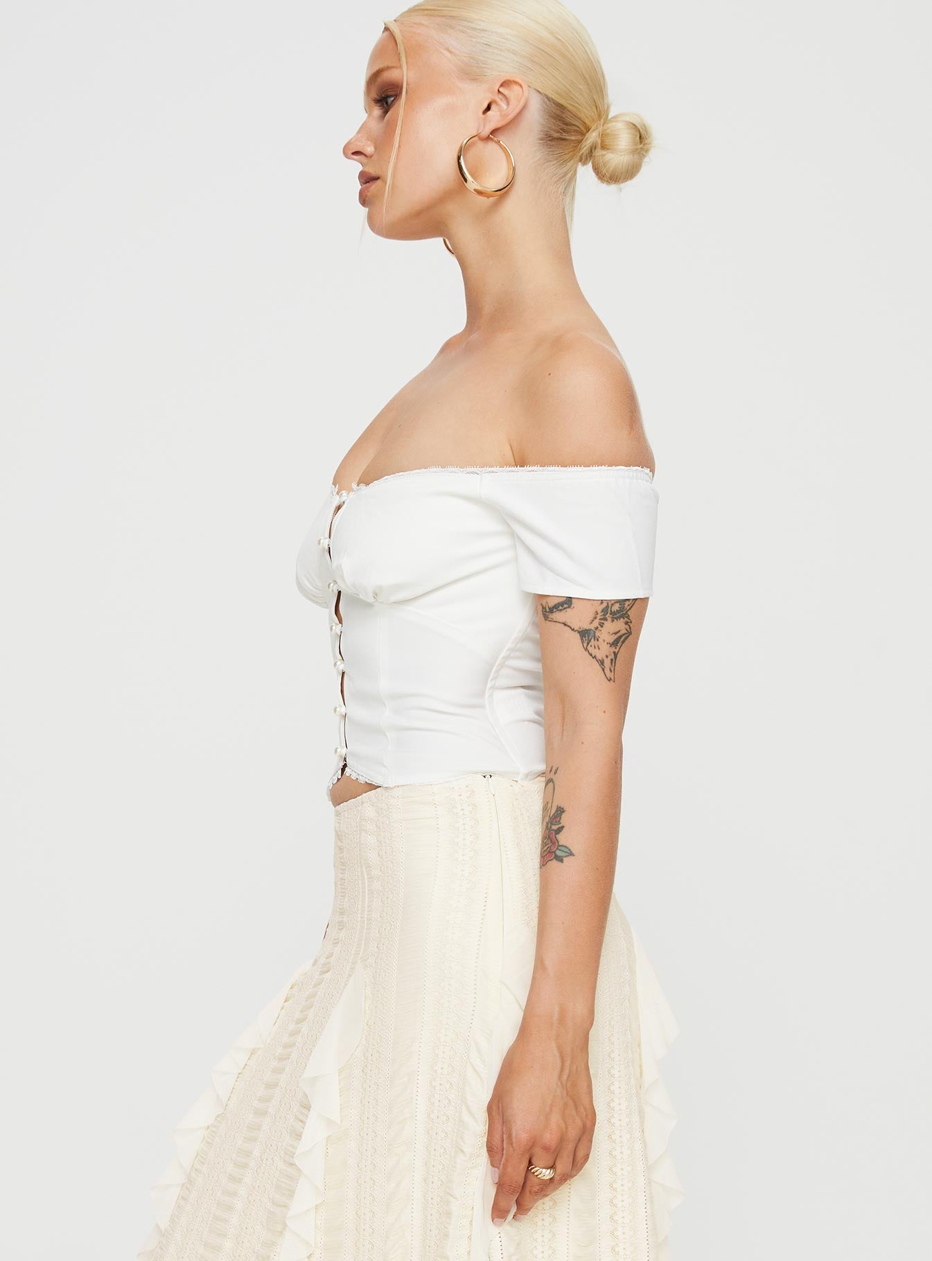 Posner Off The Shoulder Top Ivory - Image 4