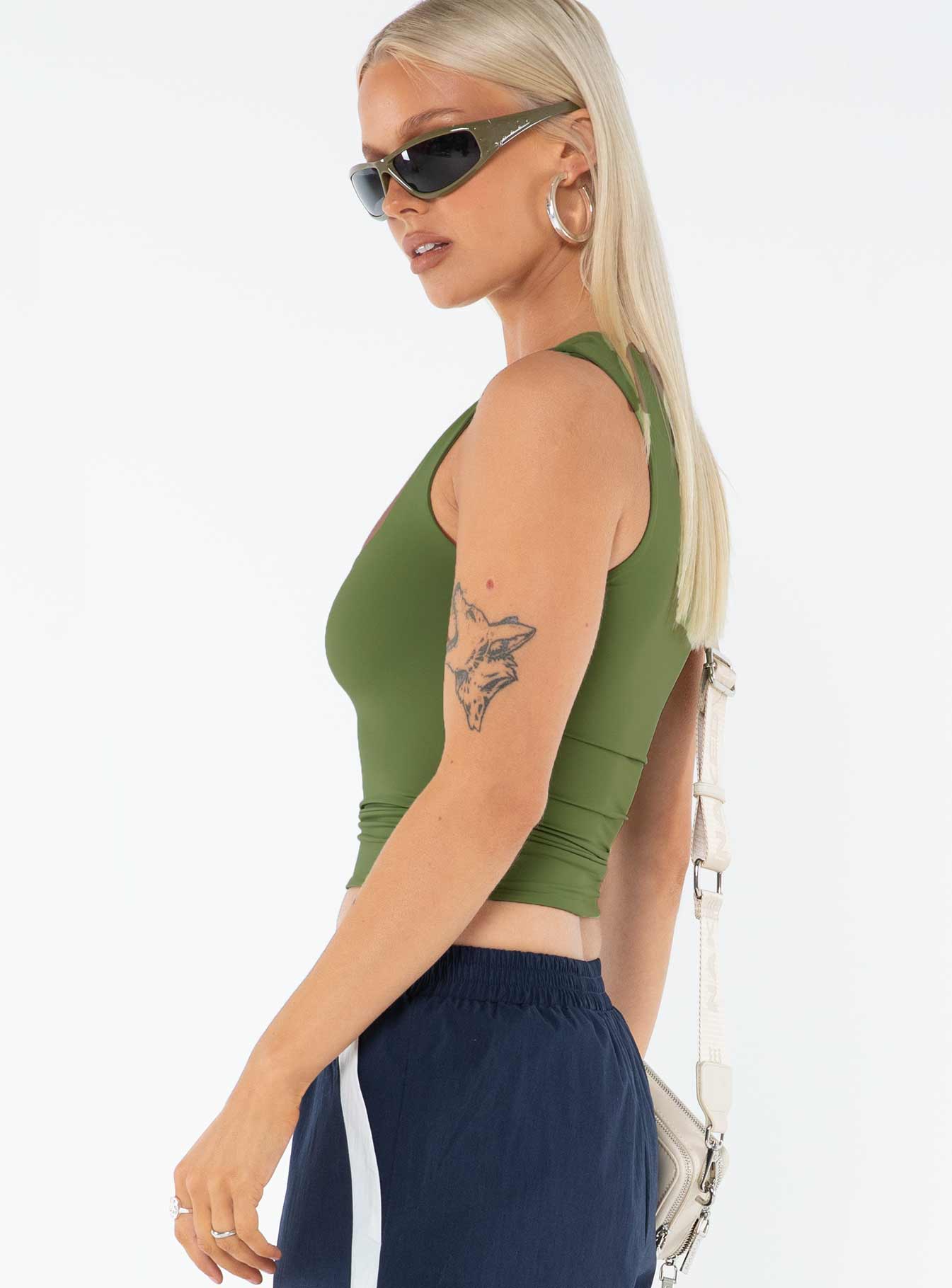 Back In Time Top Olive - Image 4