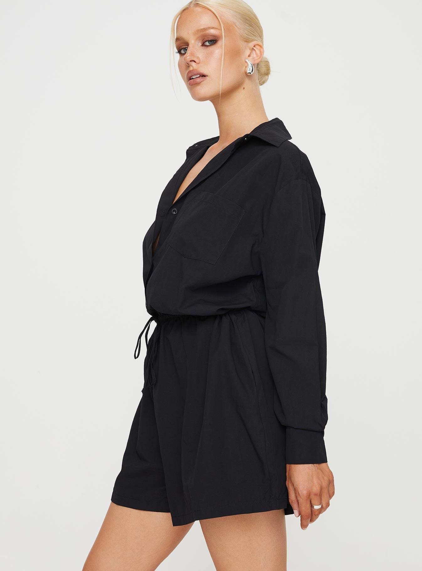 Enlighten Me Long Sleeve Romper Black - Image 3