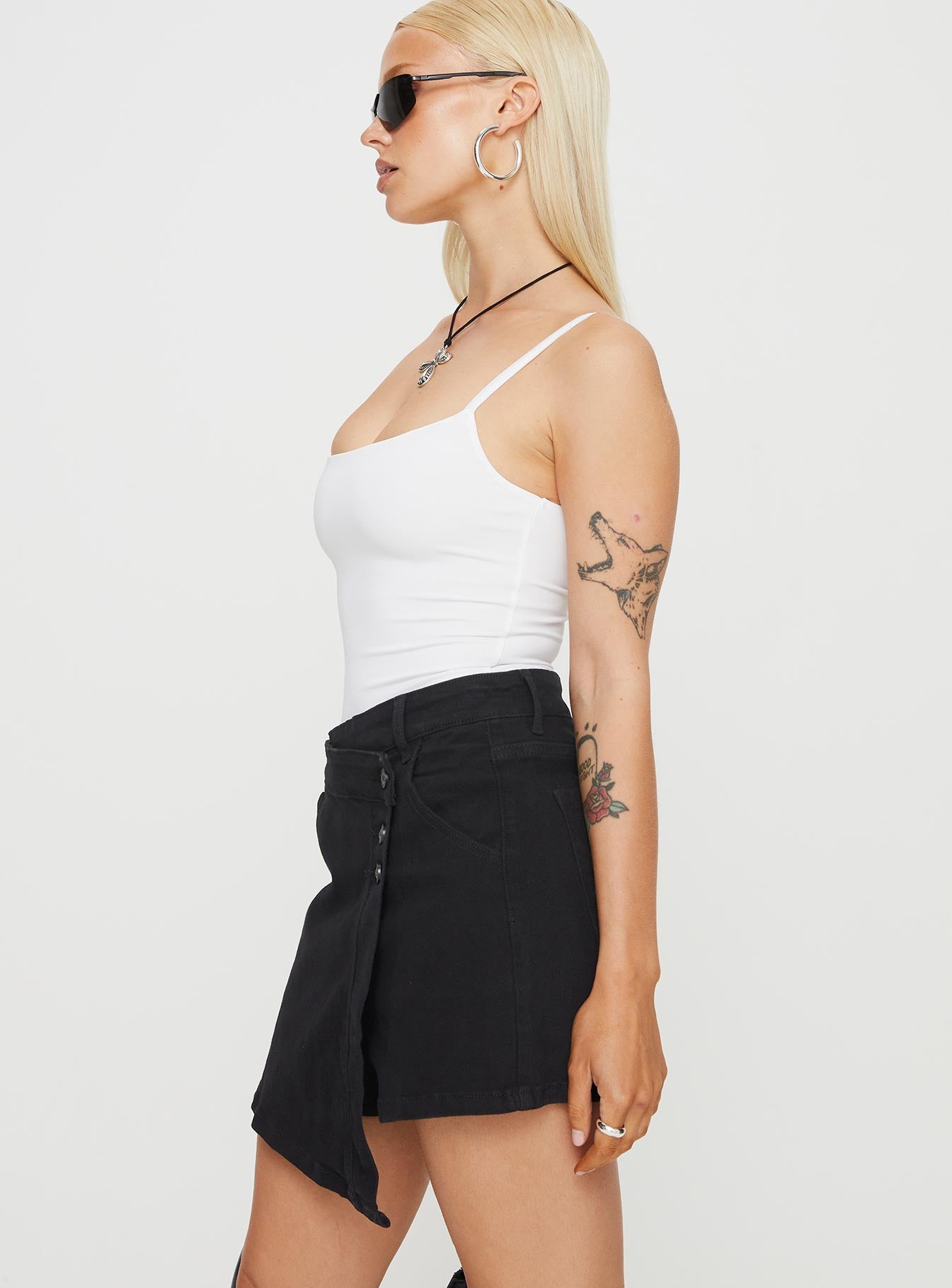 Kaycie Wrap Skort Black Denim - Image 4