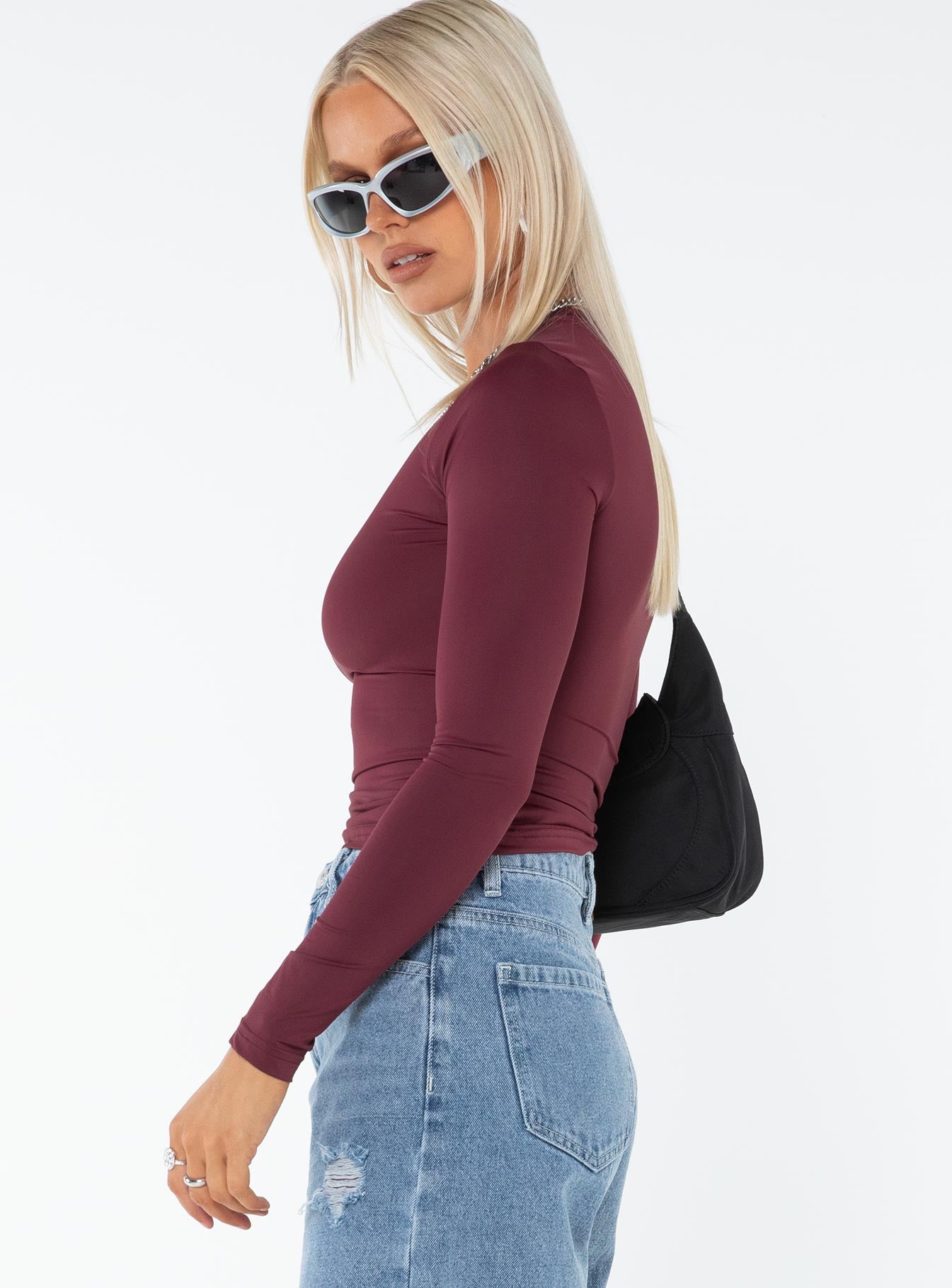 Arnim Long Sleeve Top Wine - Image 4