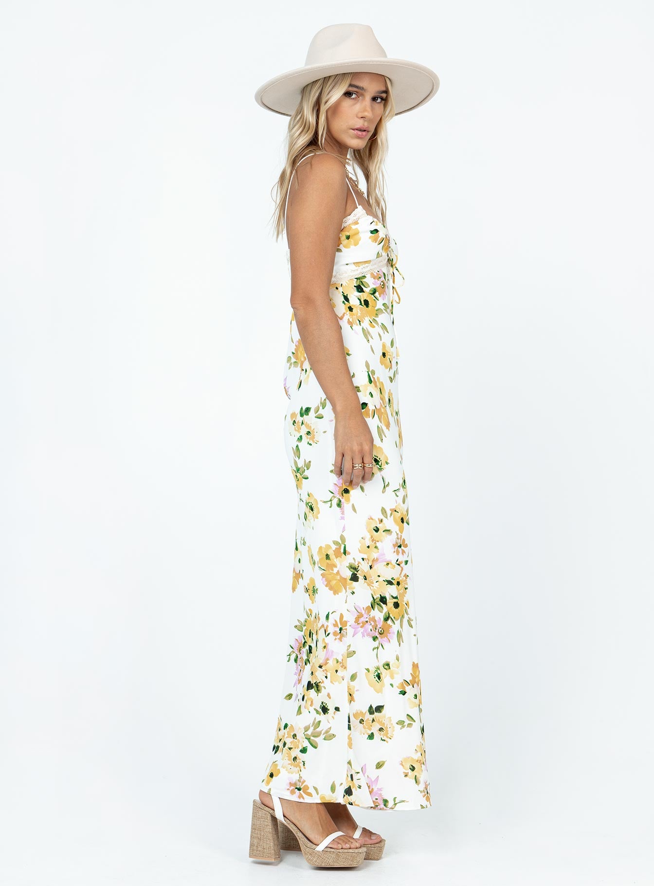 Emily Maxi Dress White / Yellow Floral - Image 7