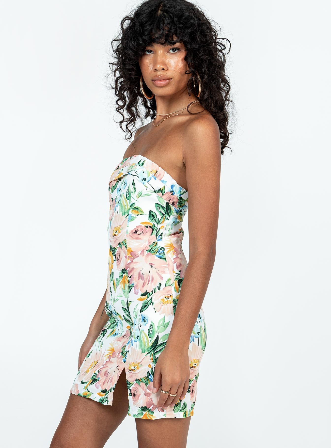 Sebastian Strapless Mini Dress White Floral - Image 4