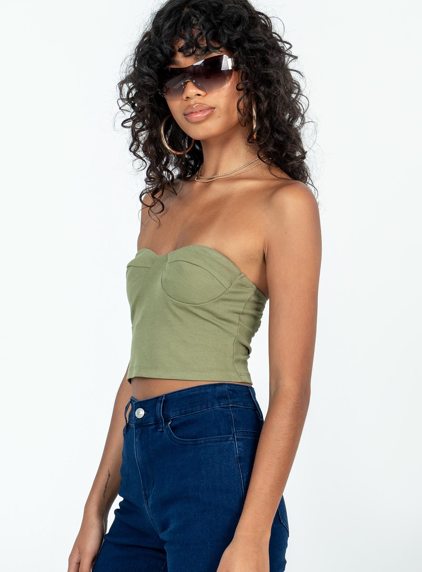 Henney Strapless Top Khaki - Image 3