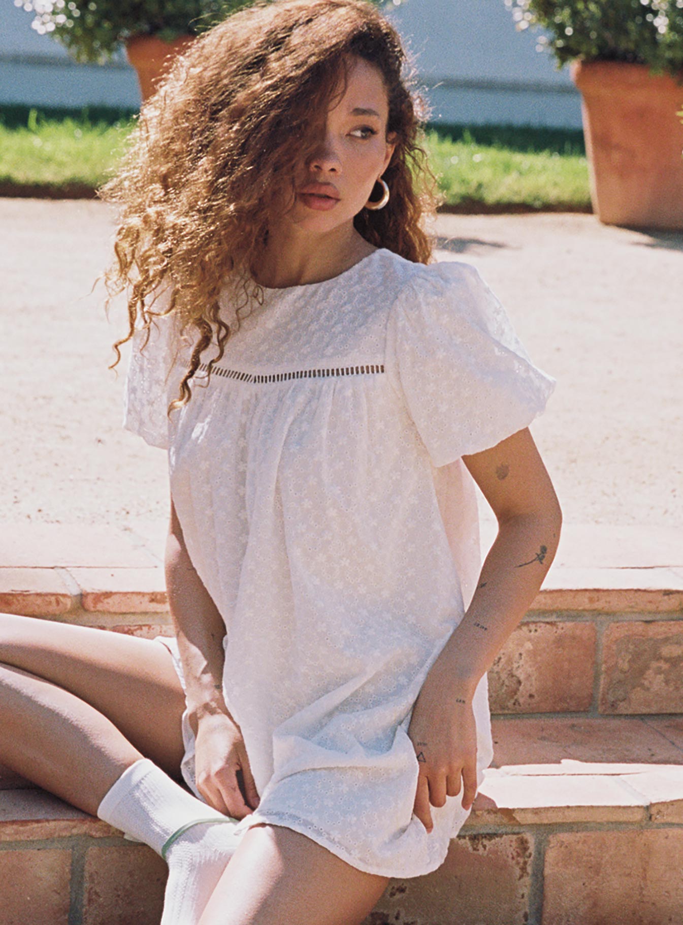 Pelton Mini Dress White - Image 3