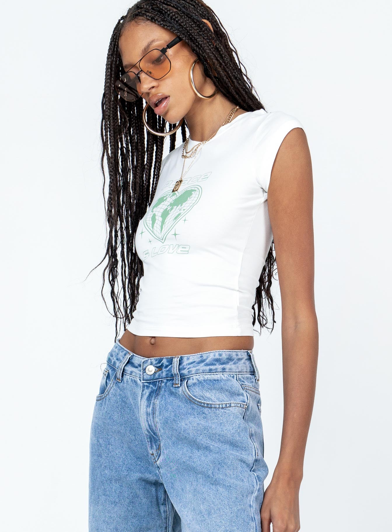 Peace and Love Longline Tee White - Image 4