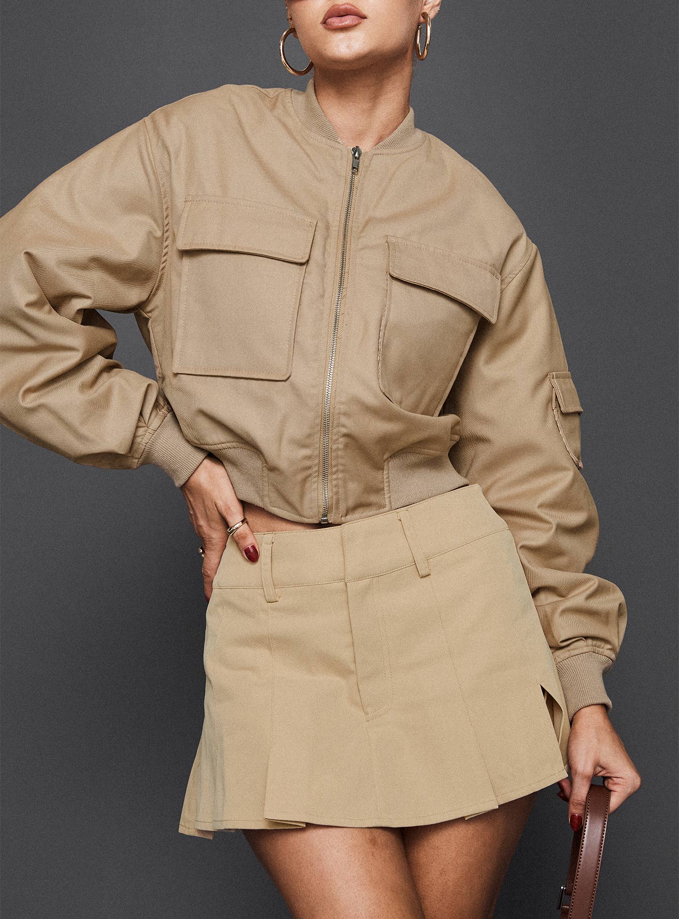 Calianna Pleated Mini Skort Camel - Image 4