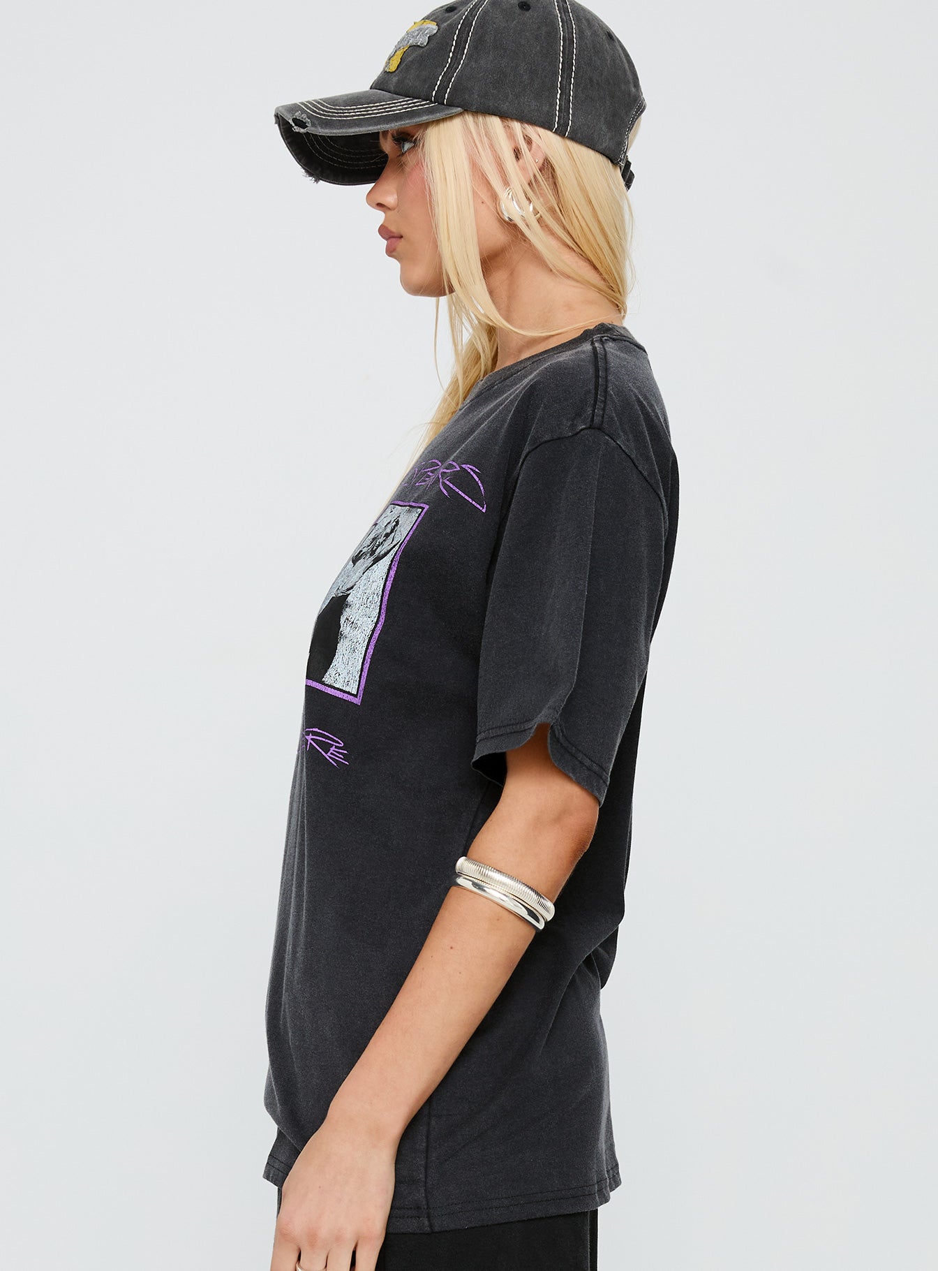 Britney Spears Gimme More Oversized Graphic Top Washed Black - Image 3