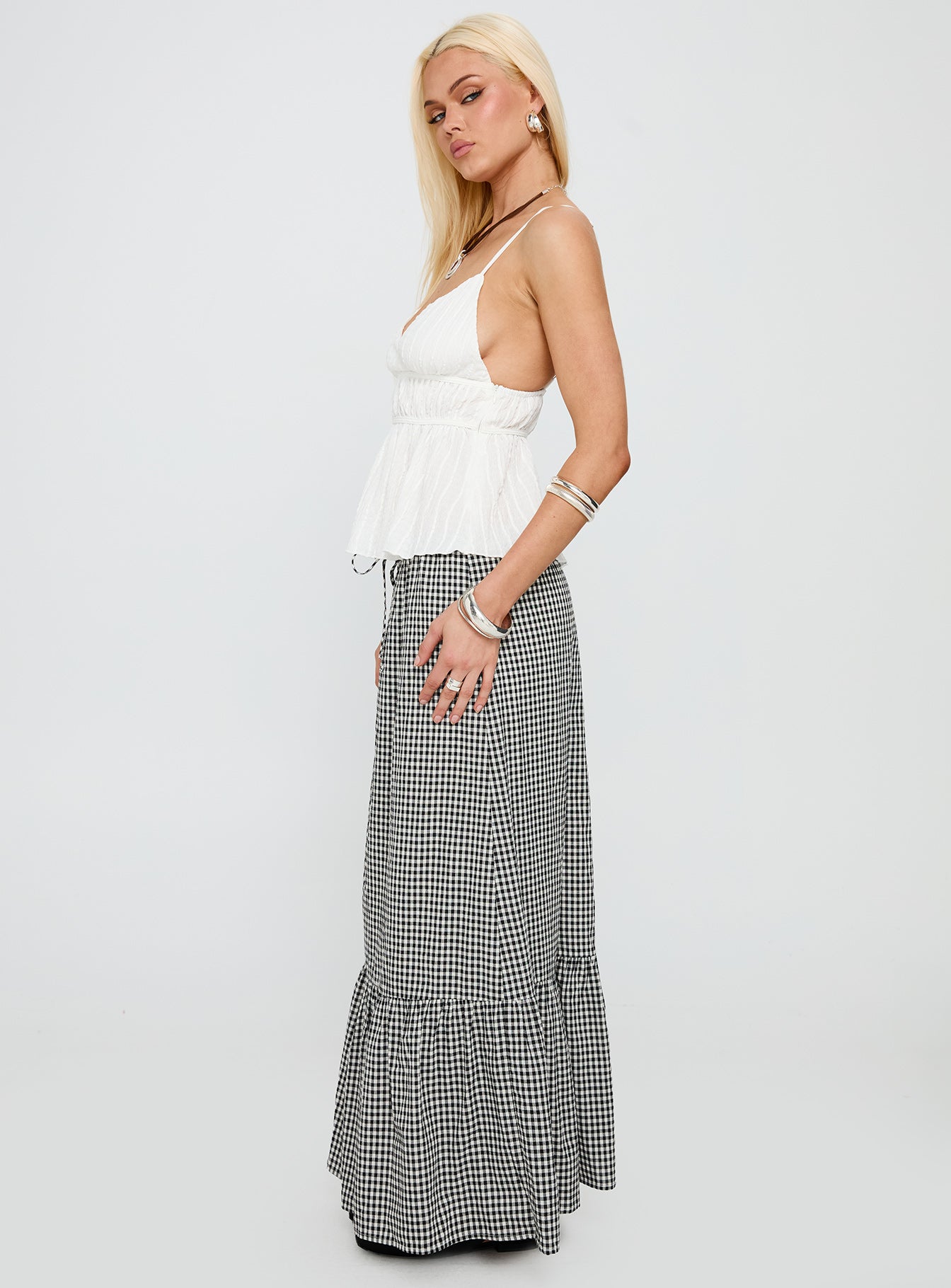 Modern Girl Maxi Skirt Black / White Gingham - Image 4