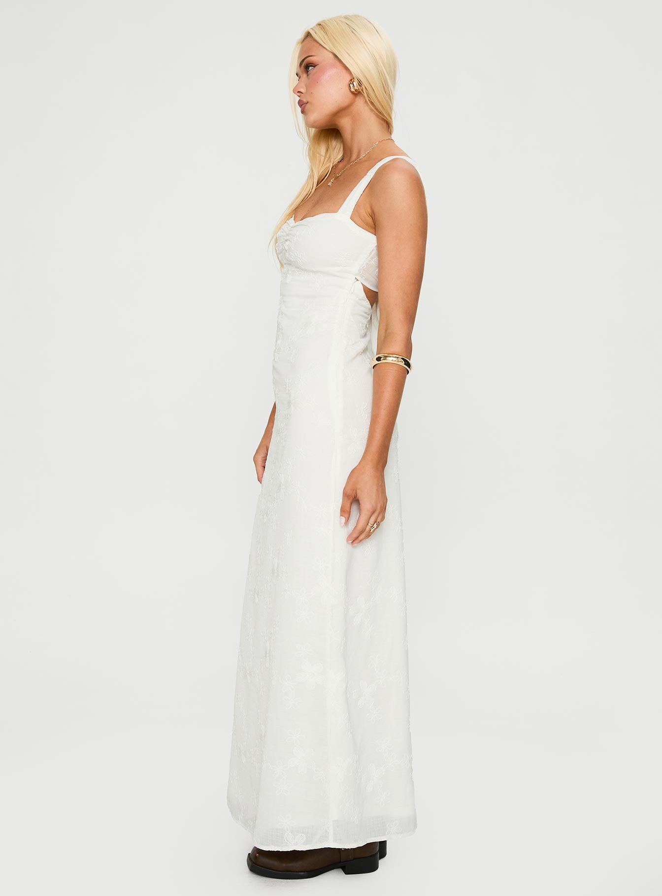 Maisone Broderie Maxi Dress White - Image 4