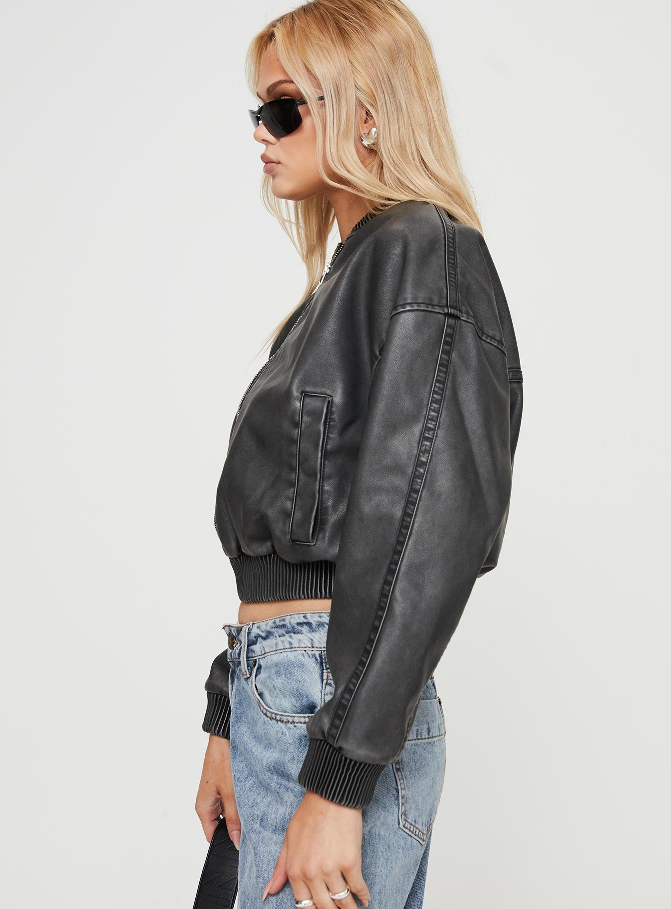 Project Faux Leather Jacket Slate - Image 7