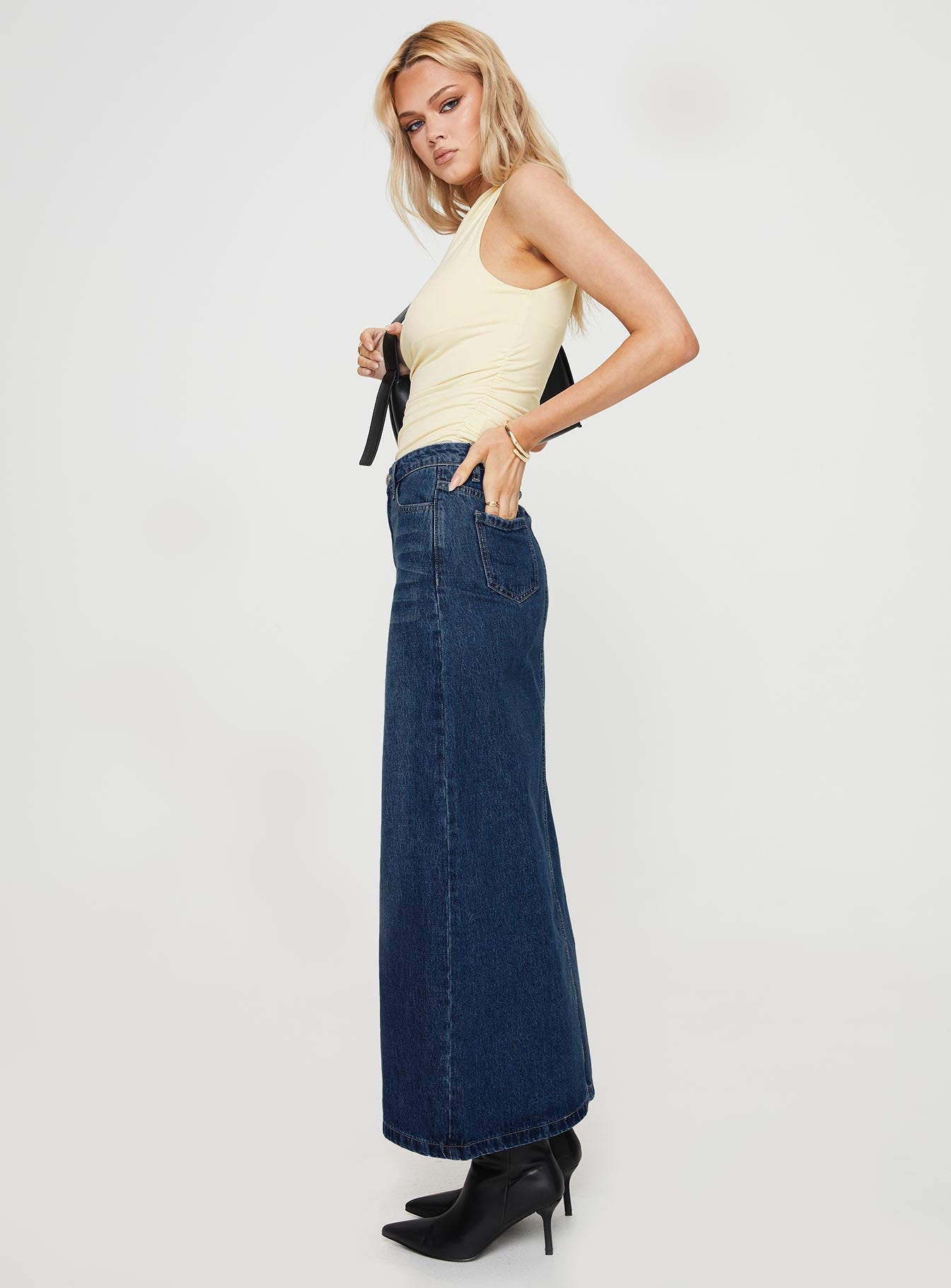 Saige Denim Maxi Skirt Mid Wash - Image 4
