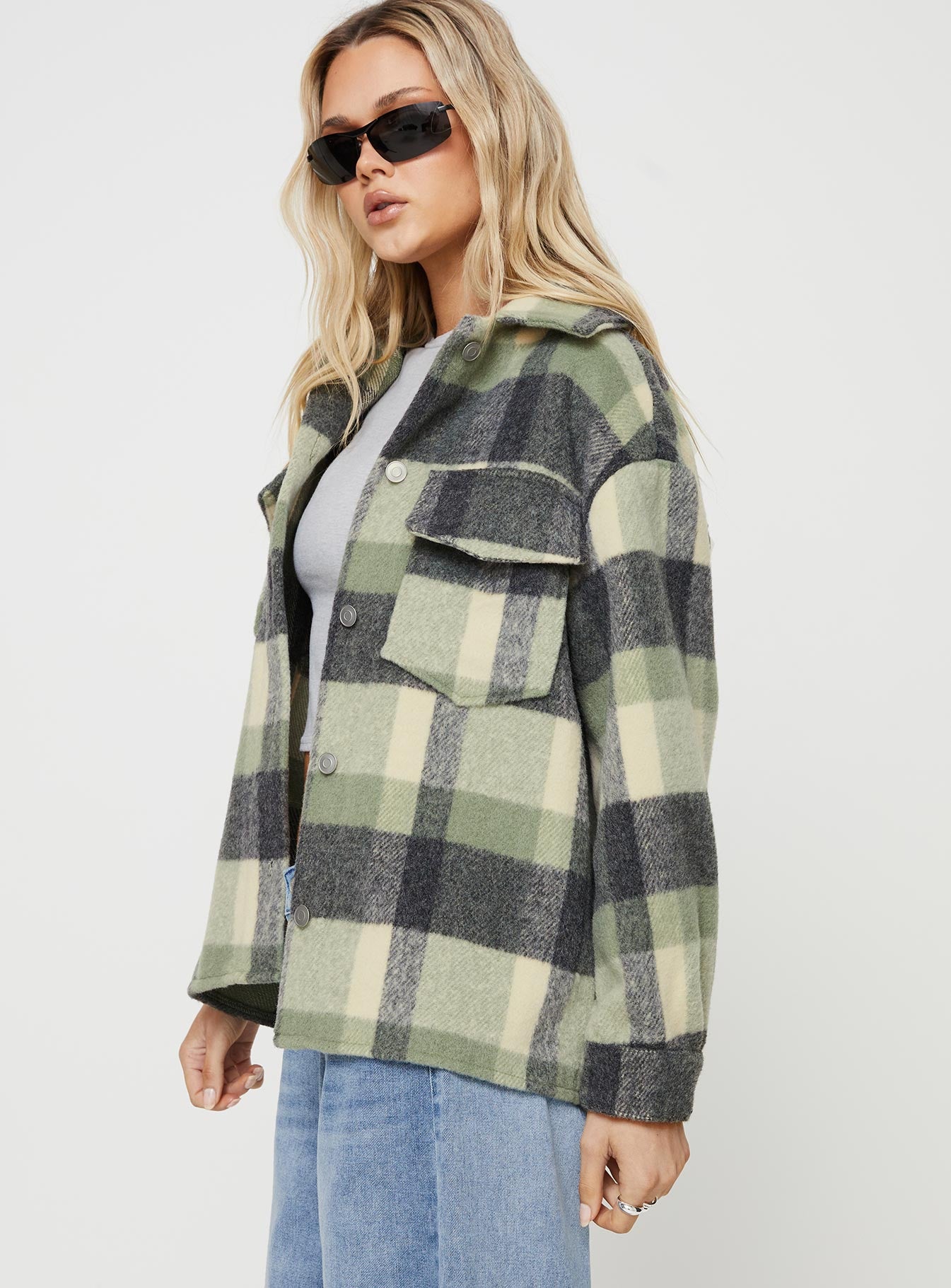 Veera Plaid Shacket Sage - Image 6