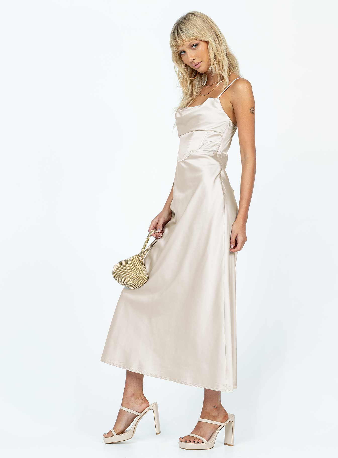 Perrie Midi Dress Cream - Image 4