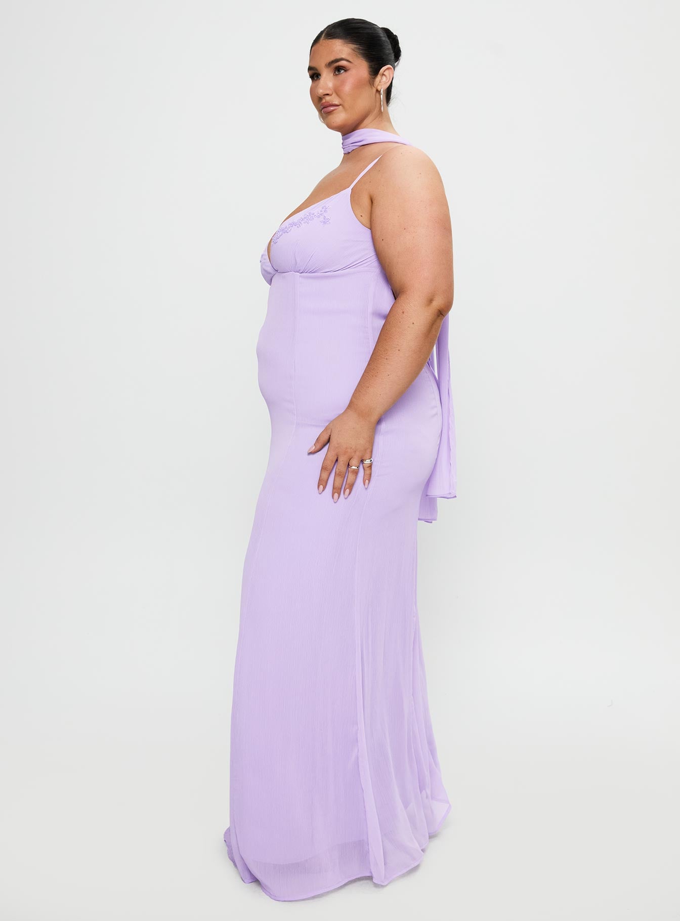 Jadira Scarf Maxi Dress Purple Curve - Image 4