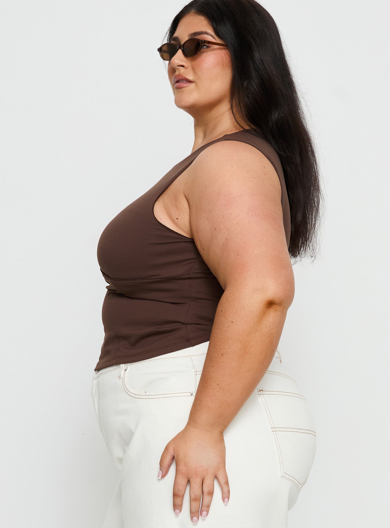 Georgetta Bust Detail Cami Top Brown Curve - Image 3