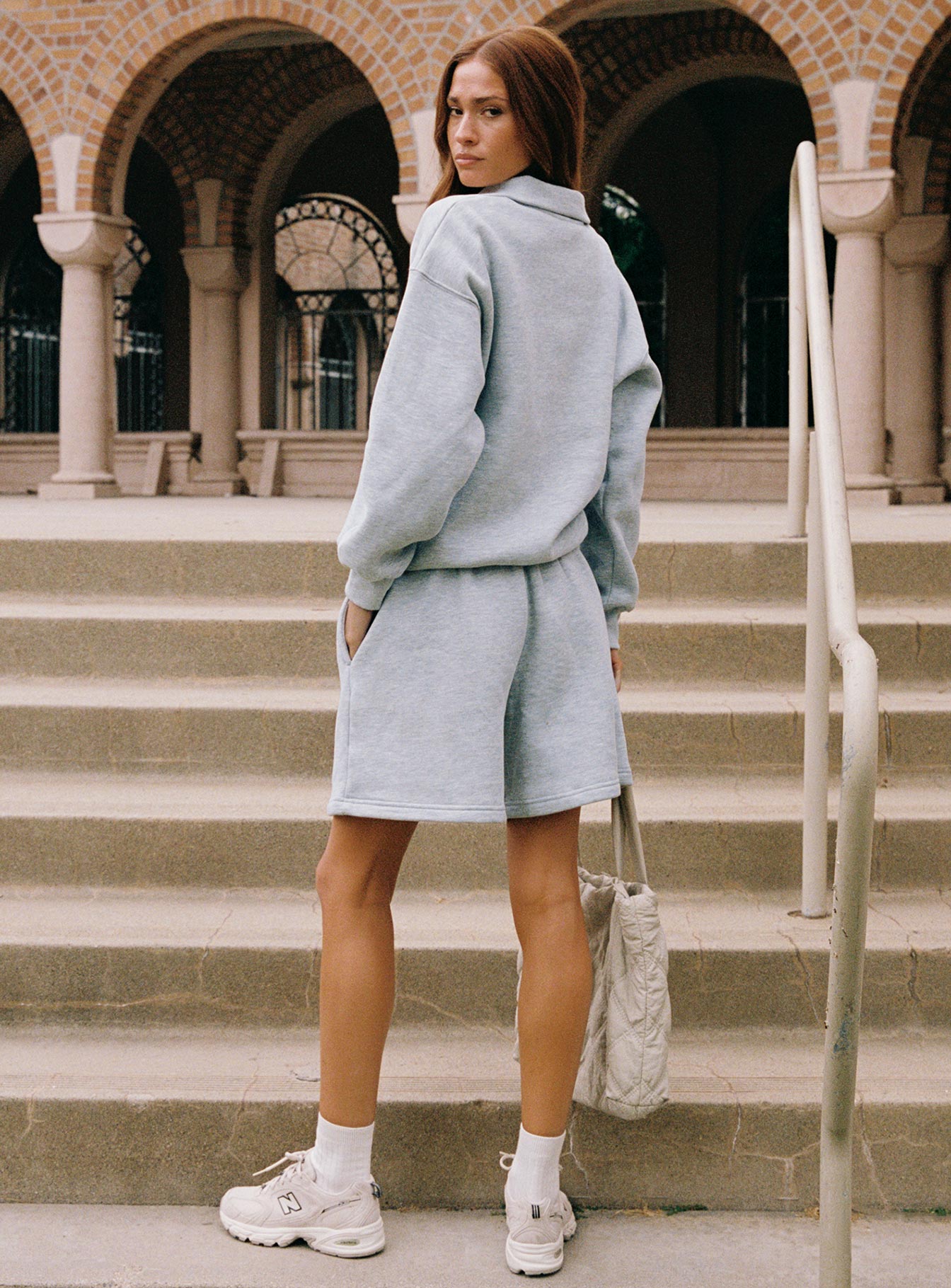 Dream Fleece Quarter Zip Sweatshirt Grey Marle - Image 3