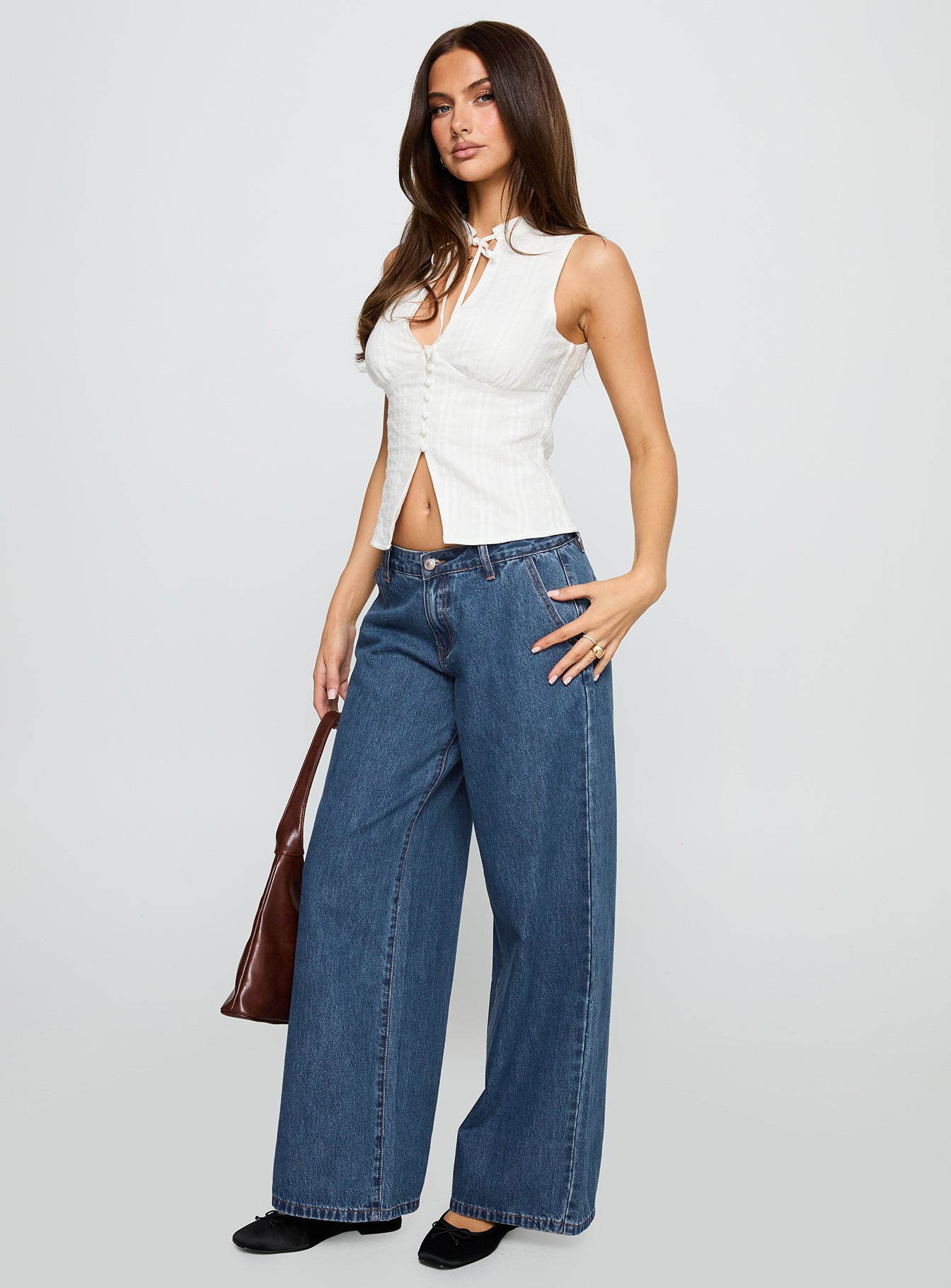 Hyde Low Rise Wide Leg Jeans Mid Blue - Image 3