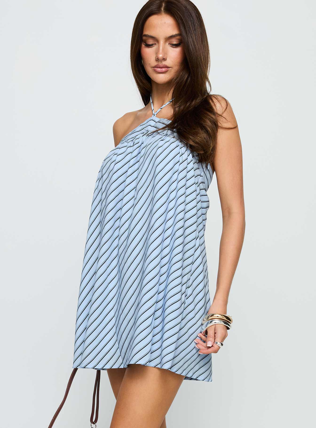 Moonlit Mini Dress Blue Stripe - Image 4