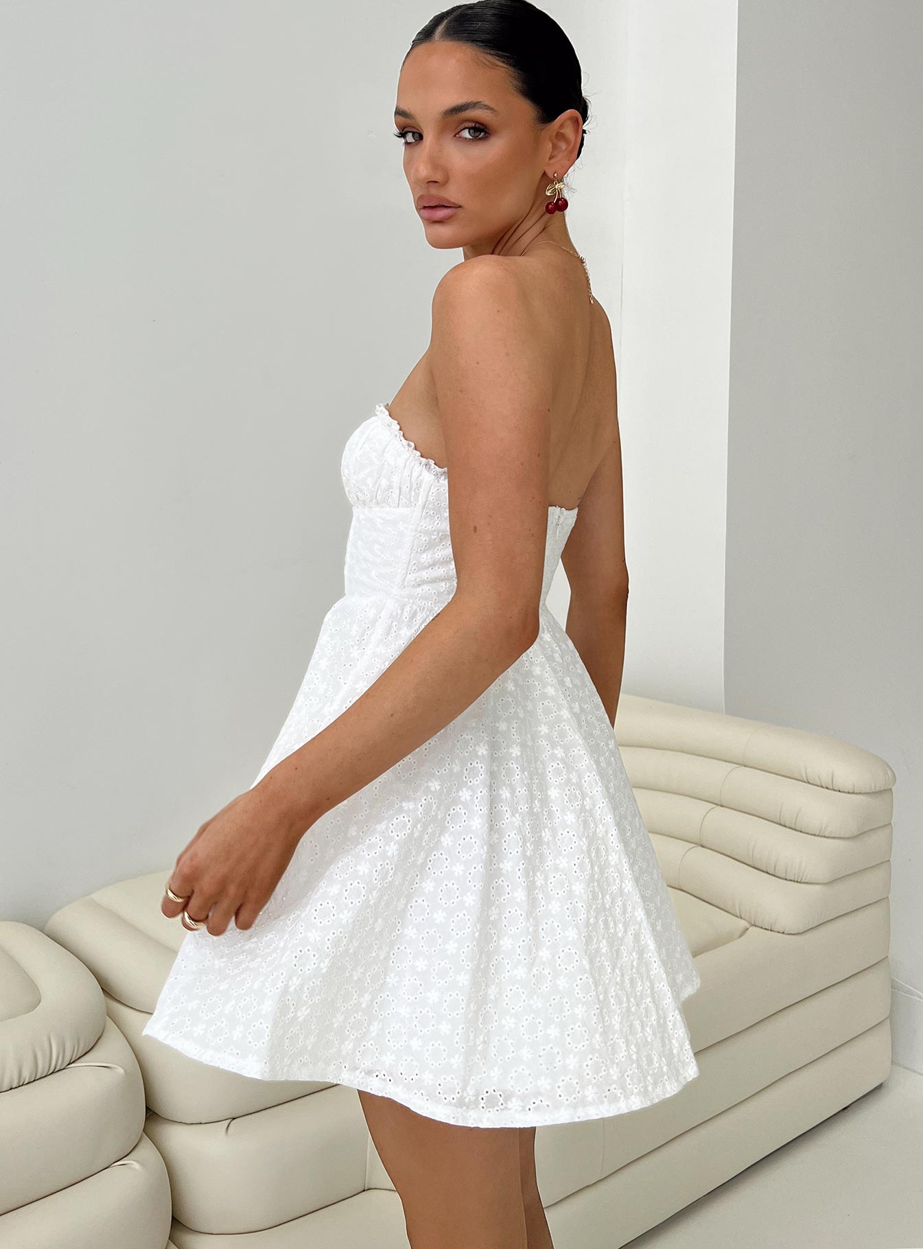 Nataria Strapless Mini Dress White - Image 3