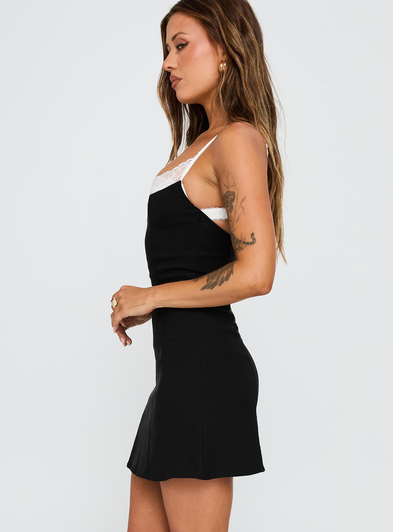 Renaissance Corset Lace Mini Dress Black / White - Image 4
