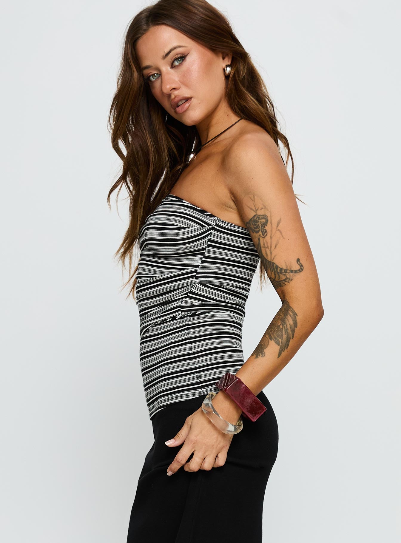 Bethanny Strapless Top Black Stripe - Image 4