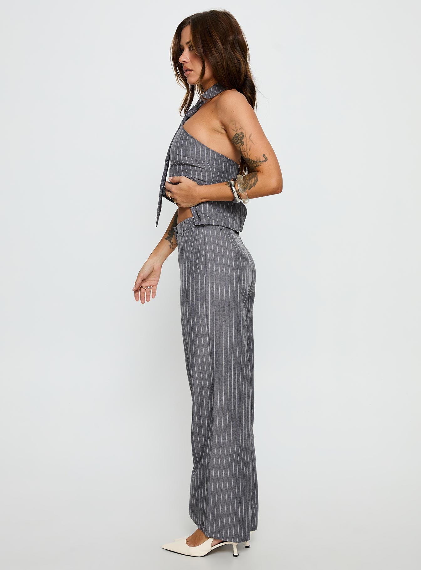 Uvelia Tailored Pants Grey Pinstripe - Image 4