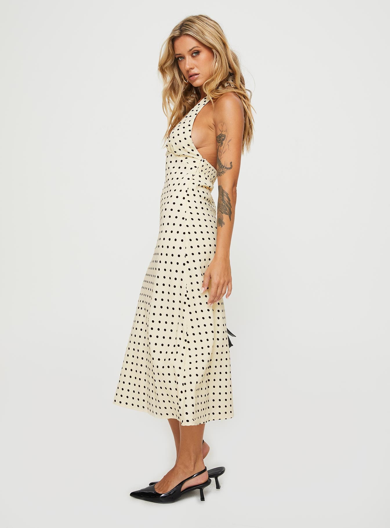 Kimbelle Halter Maxi Dress Cream / Polka Dot - Image 4