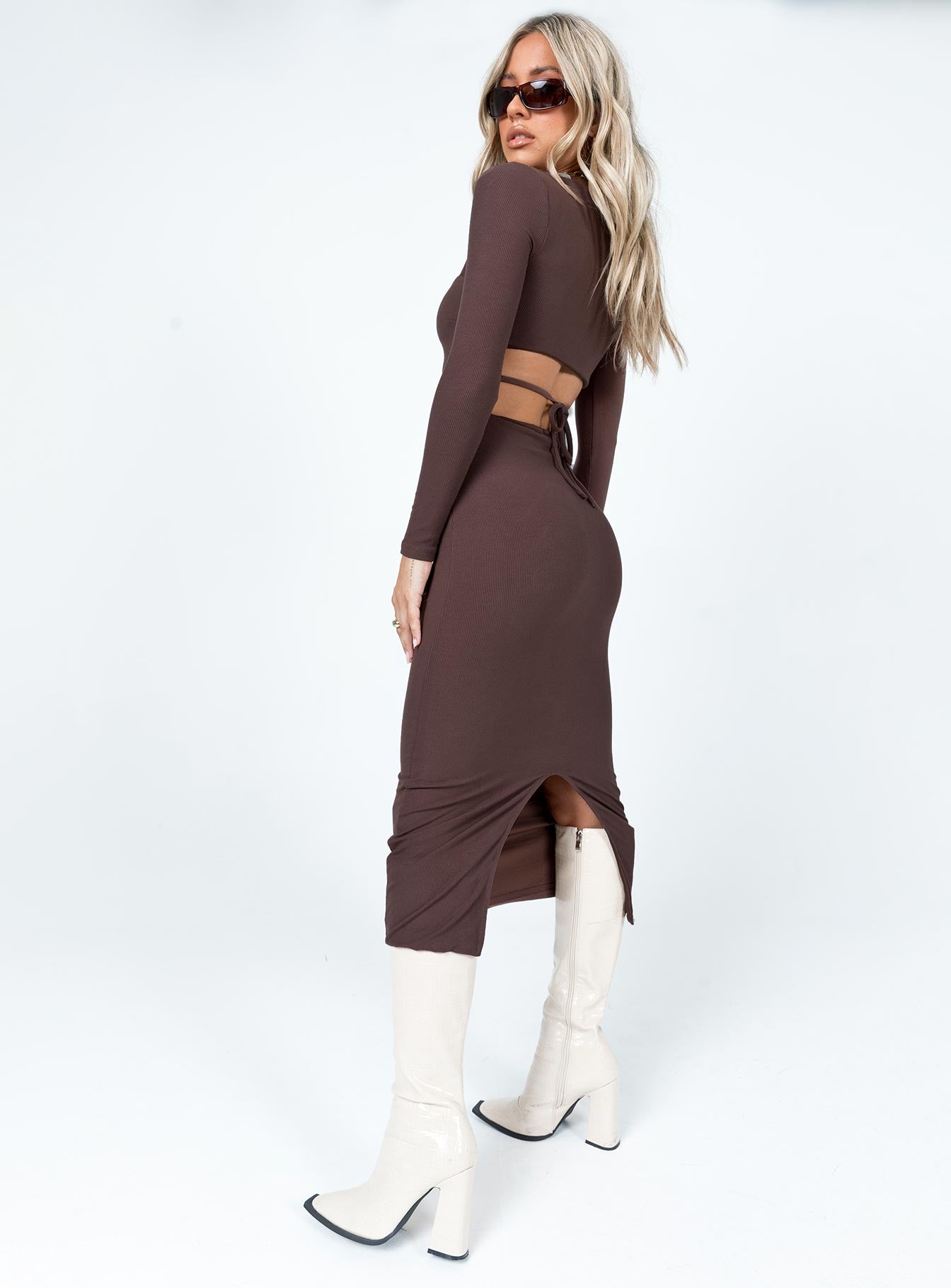 Nolan Midi Dress Brown - Image 4