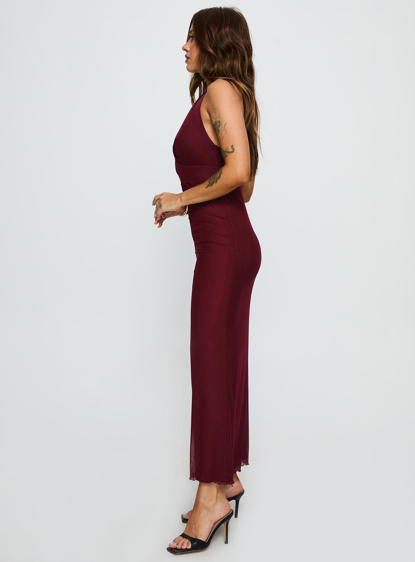 Novalee Keyhole Maxi Dress Burgundy - Image 3