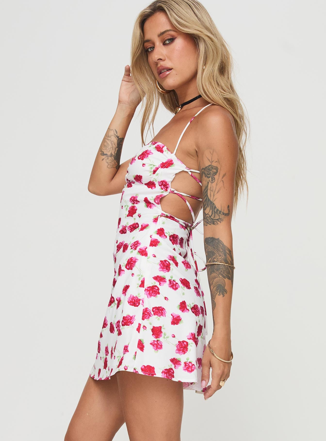 Arslan Mini Dress White Floral - Image 4