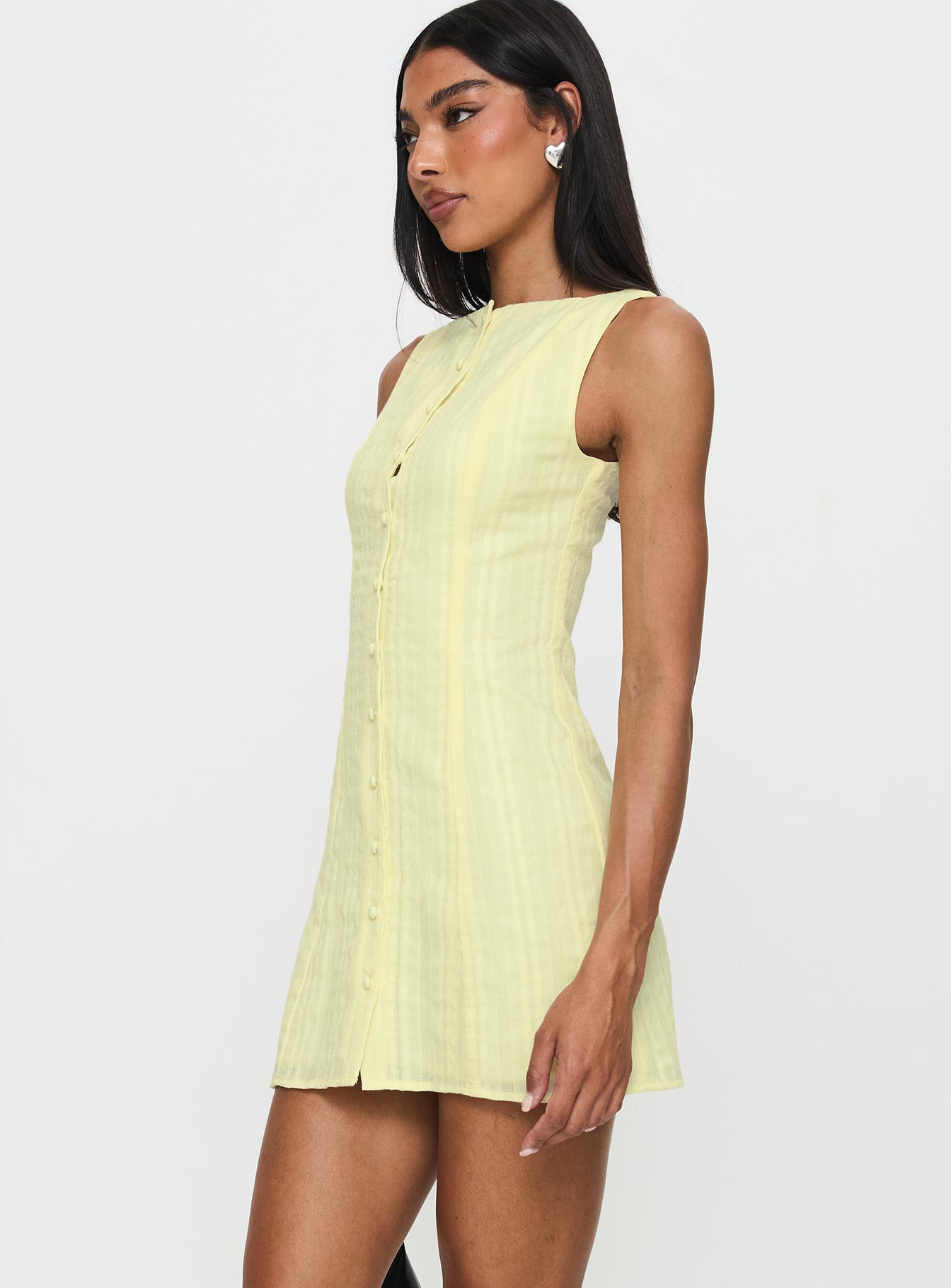 Mimsie Embroidered Mini Dress Lemon - Image 4