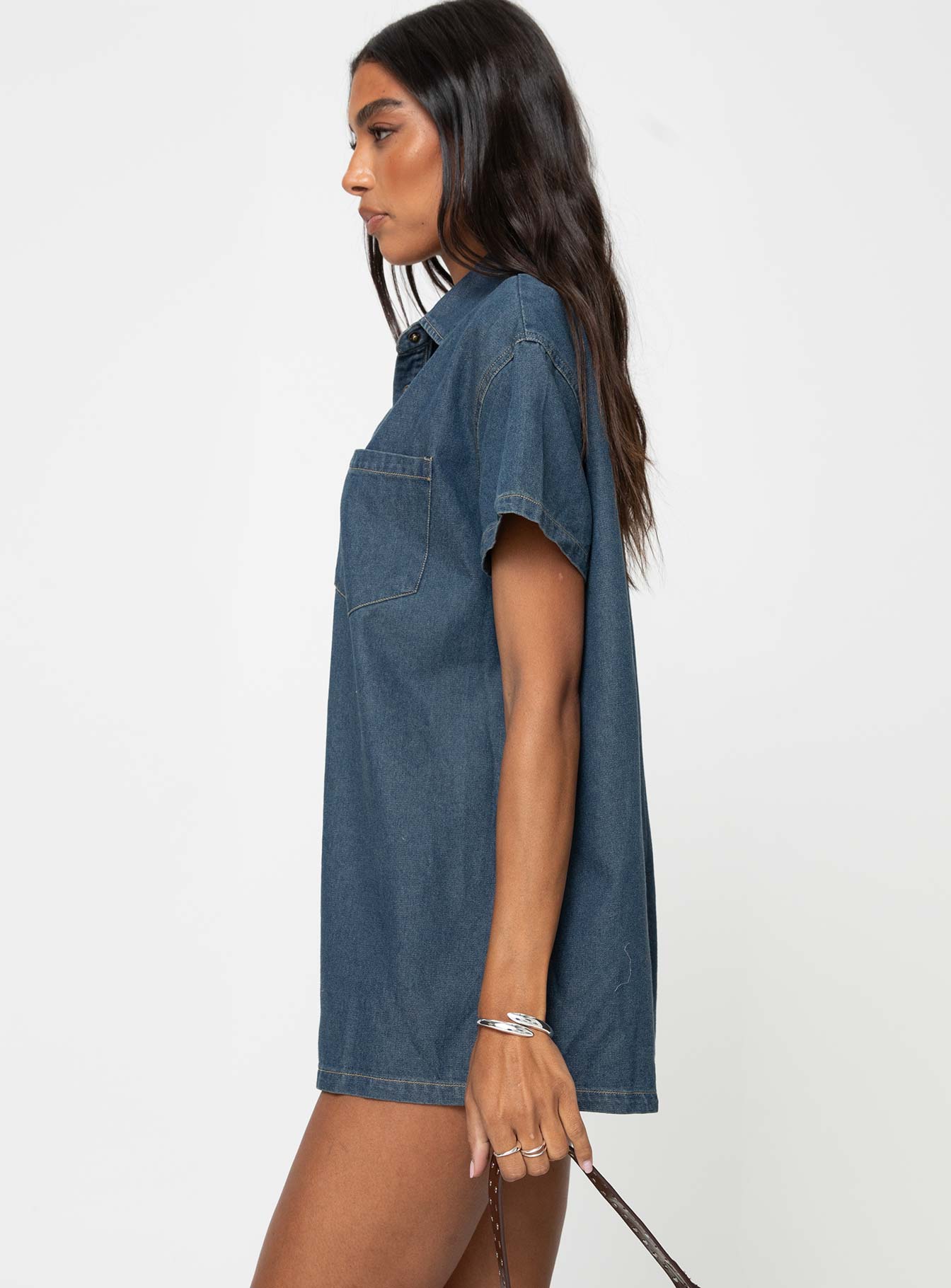 Dottey Denim Romper Dark Wash - Image 3