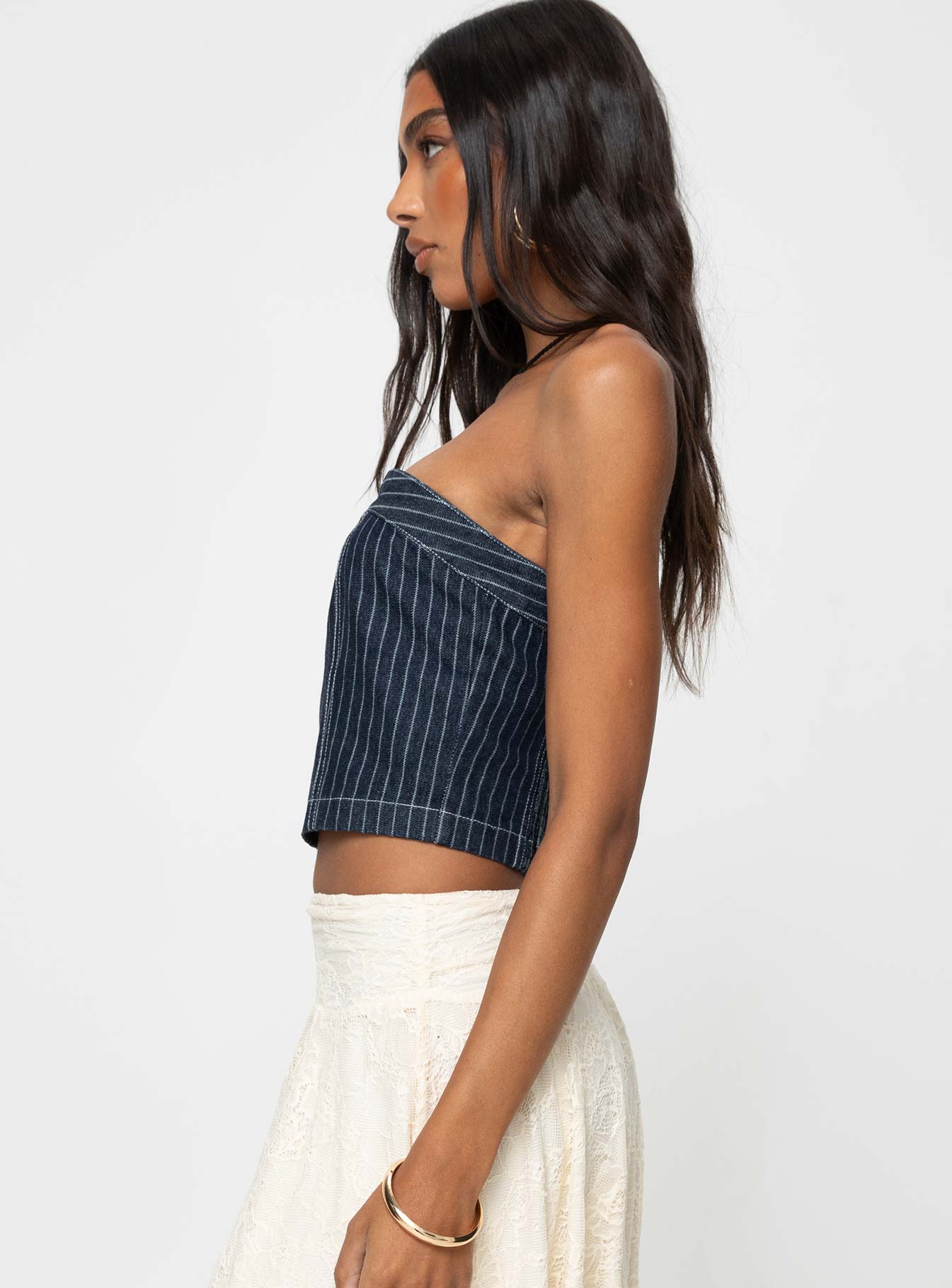 Grier Strapless Denim Top Indigo - Image 4